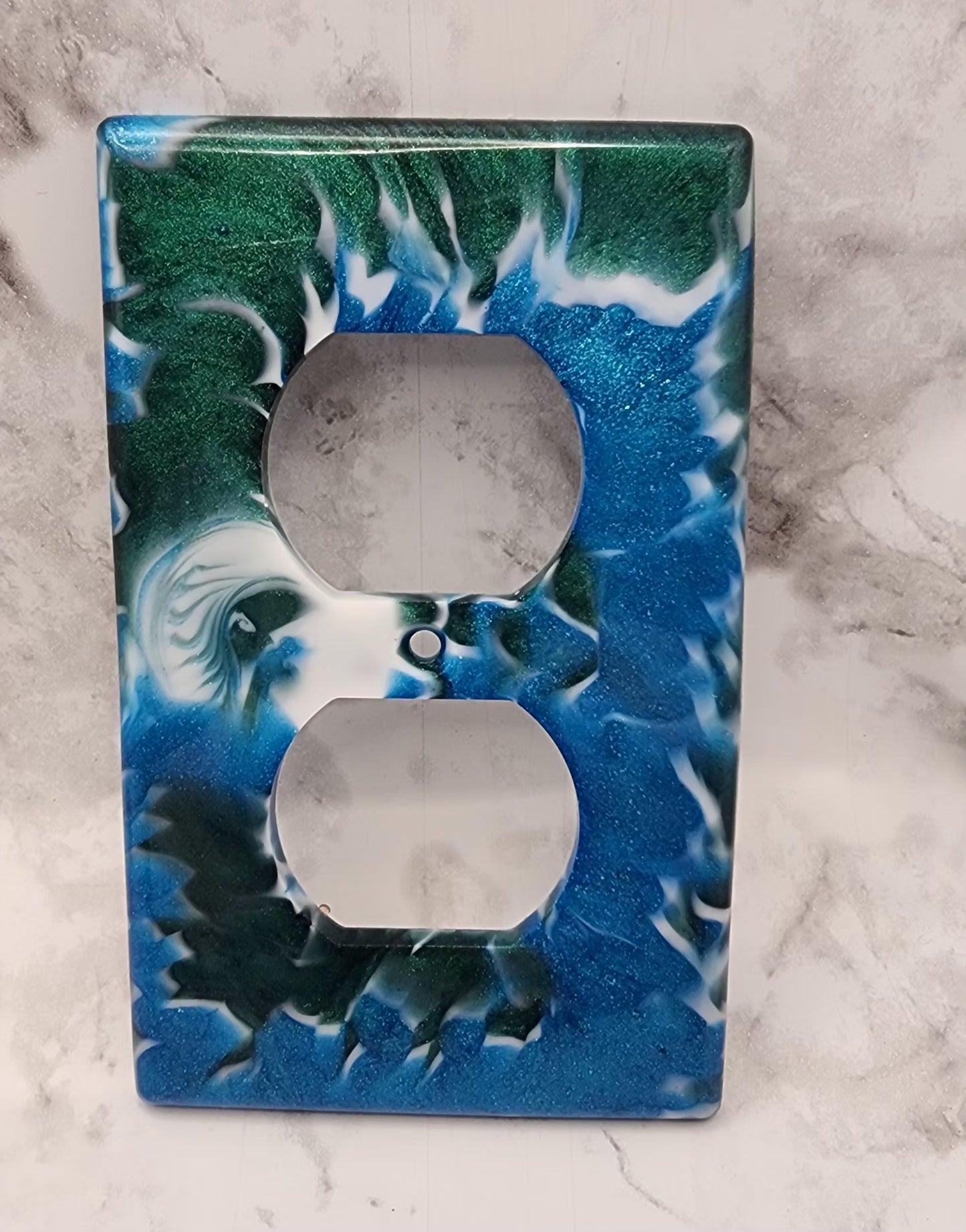 Blue/Green Marble Resin Light Switch and Outlet Covers
