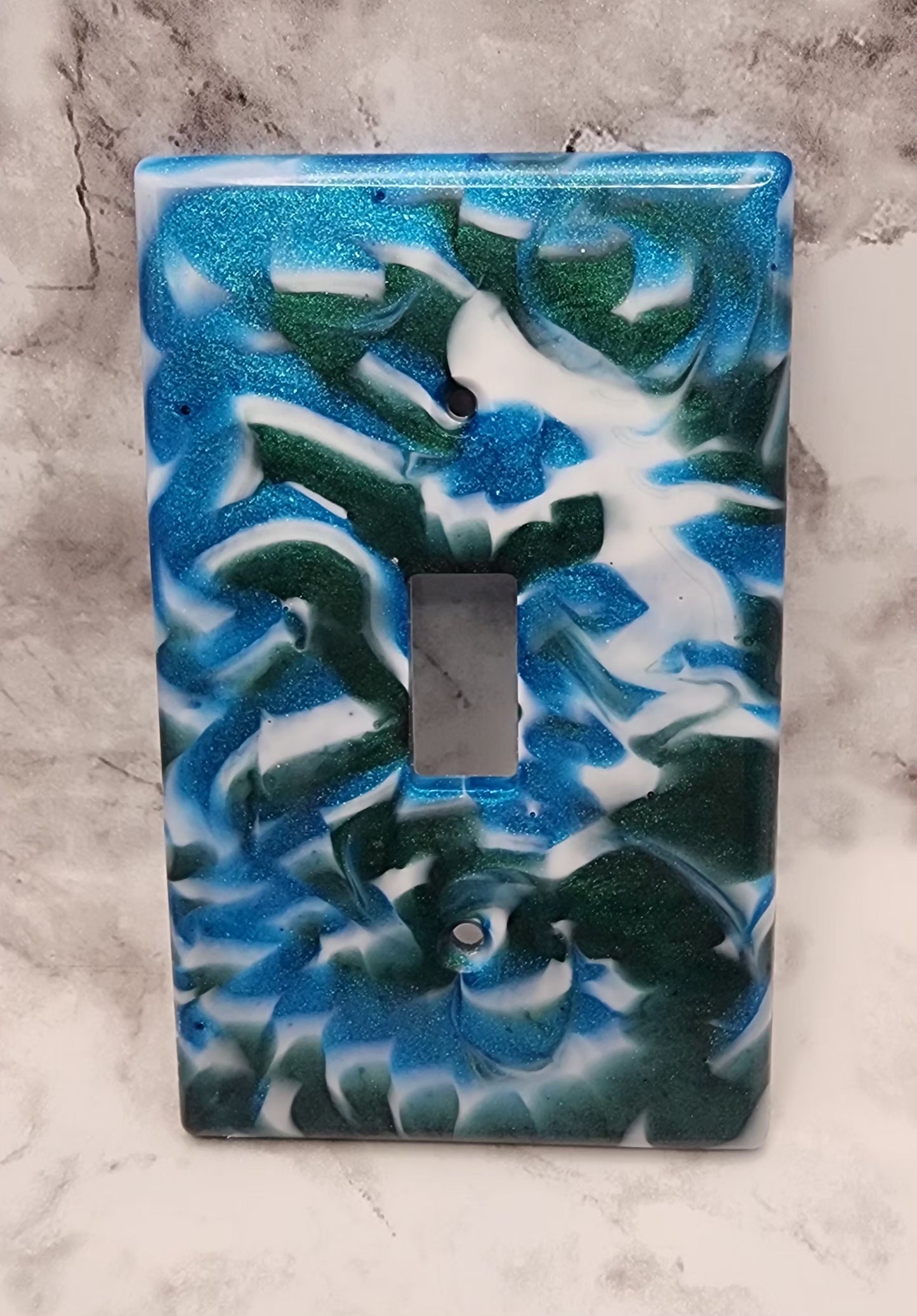 Blue/Green Marble Resin Light Switch and Outlet Covers