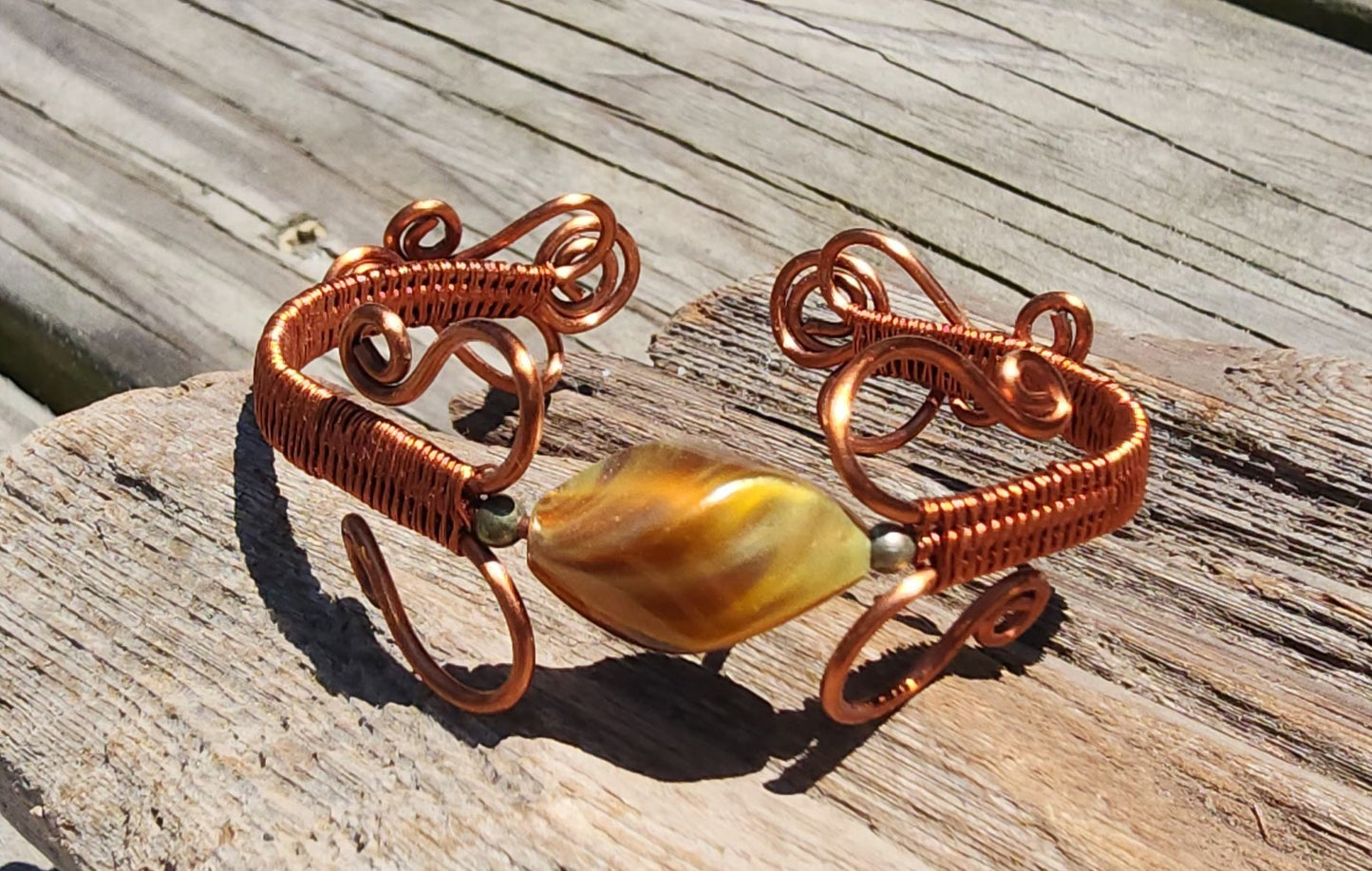 Red Agate Antique Copper Wire Wrapped Bracelet