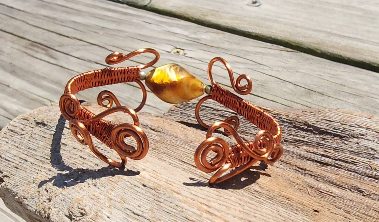 Red Agate Antique Copper Wire Wrapped Bracelet