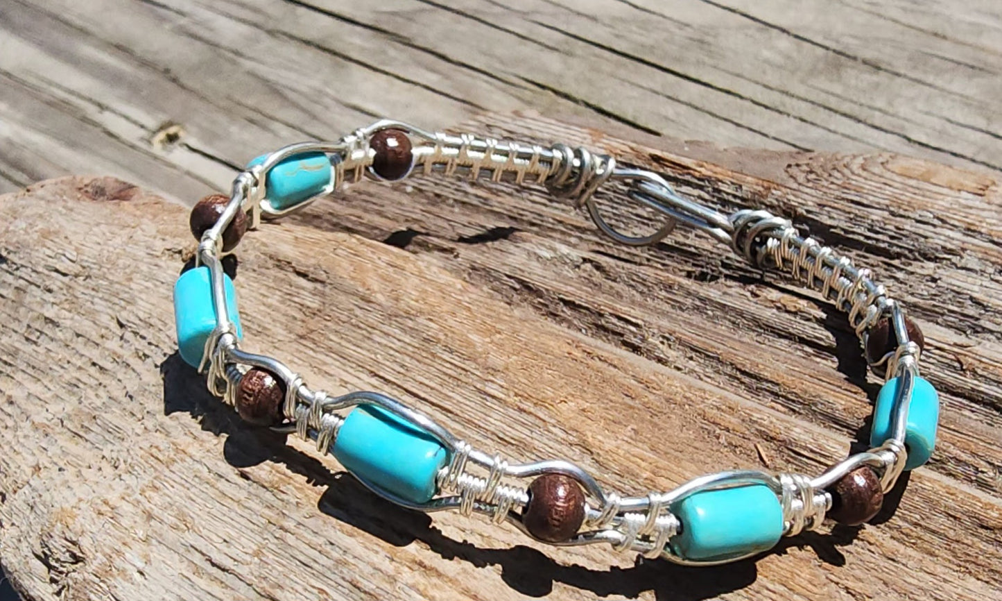 Turquoise Drift Wire Wrapped Bracelet