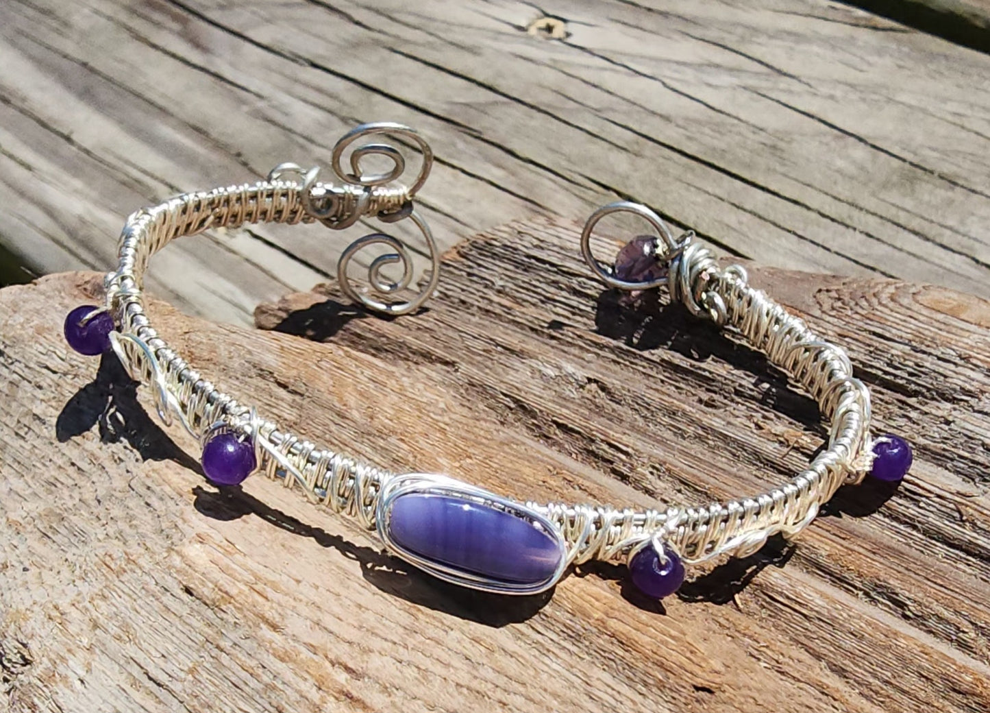 Majestic Swirl Silver Wire Wrapped Bracelet