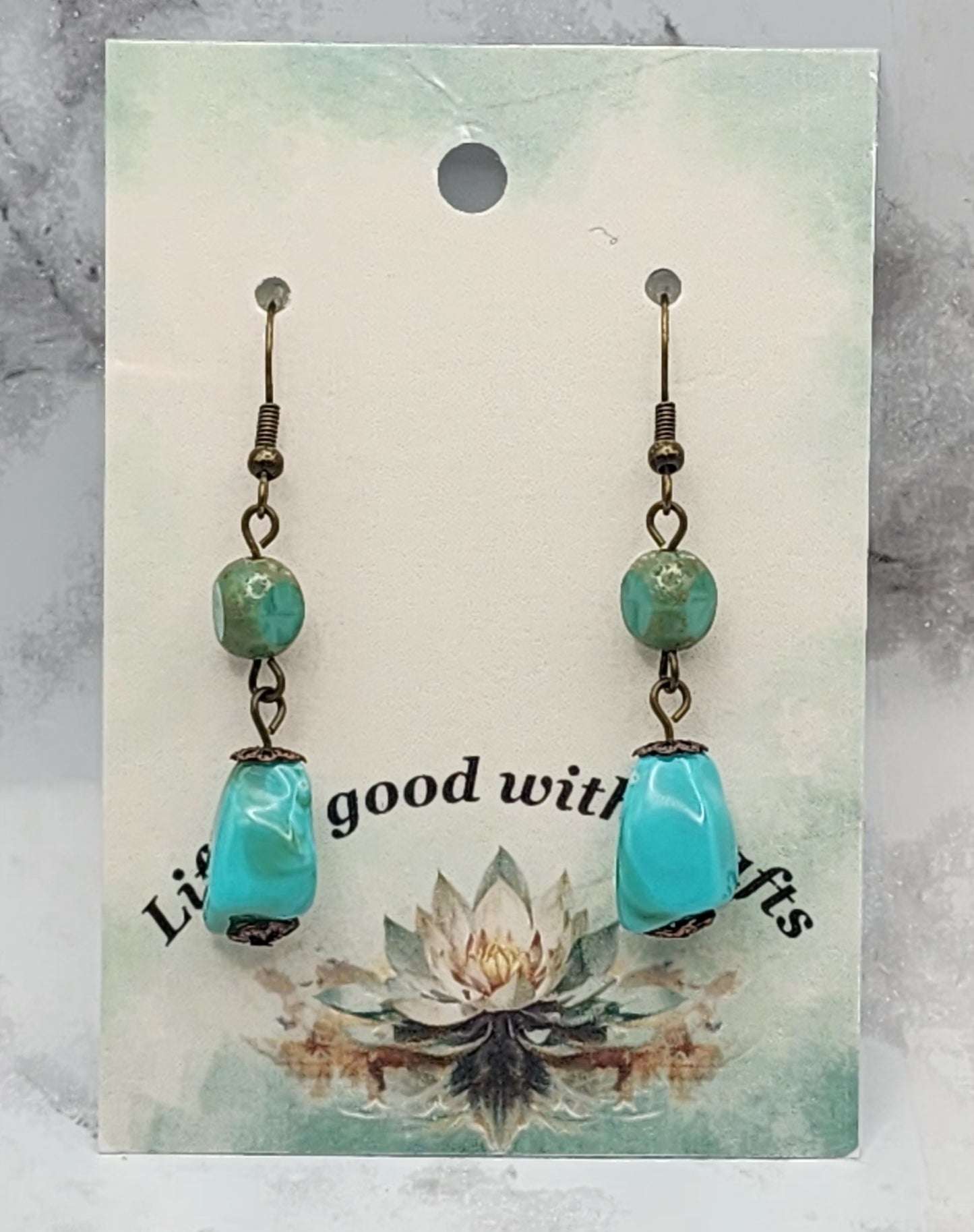 Turquoise Jasper Wire Wrapped Earrings