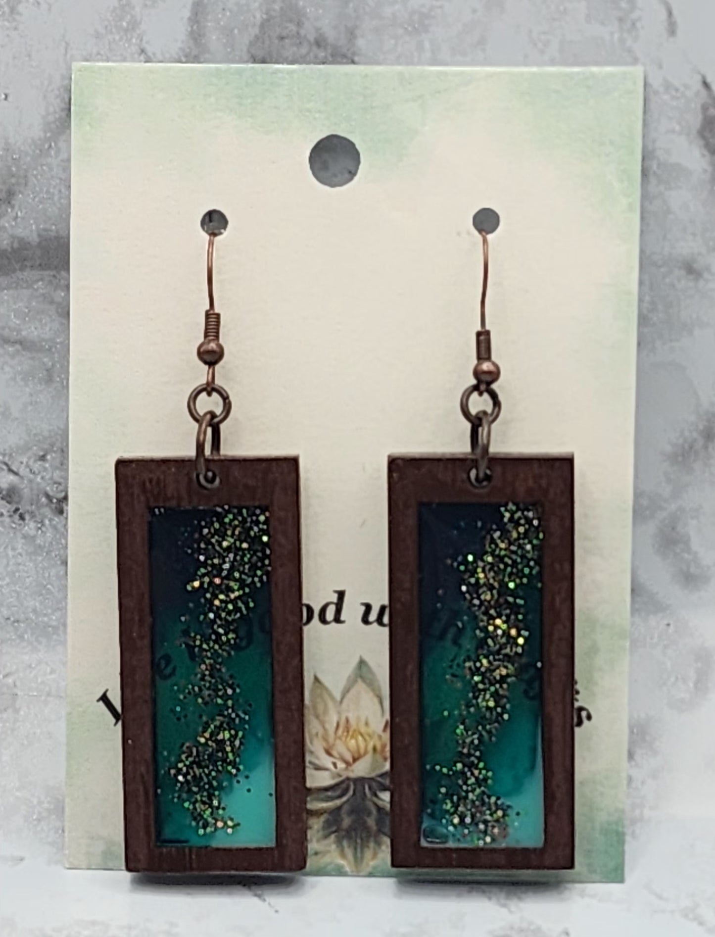 Wooden Bezel Resin Earrings