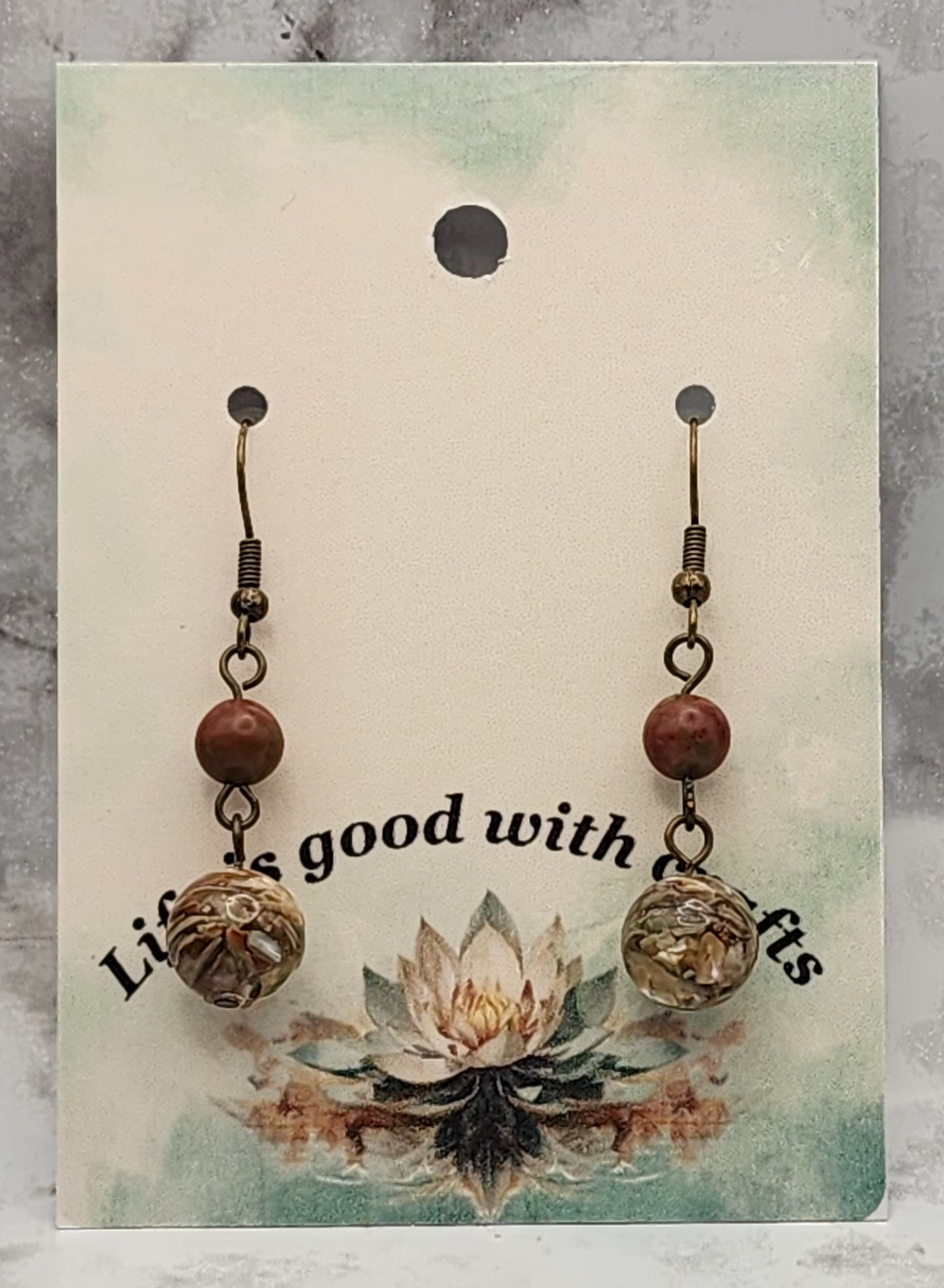 Leopard Jasper Wire Wrapped Earrings