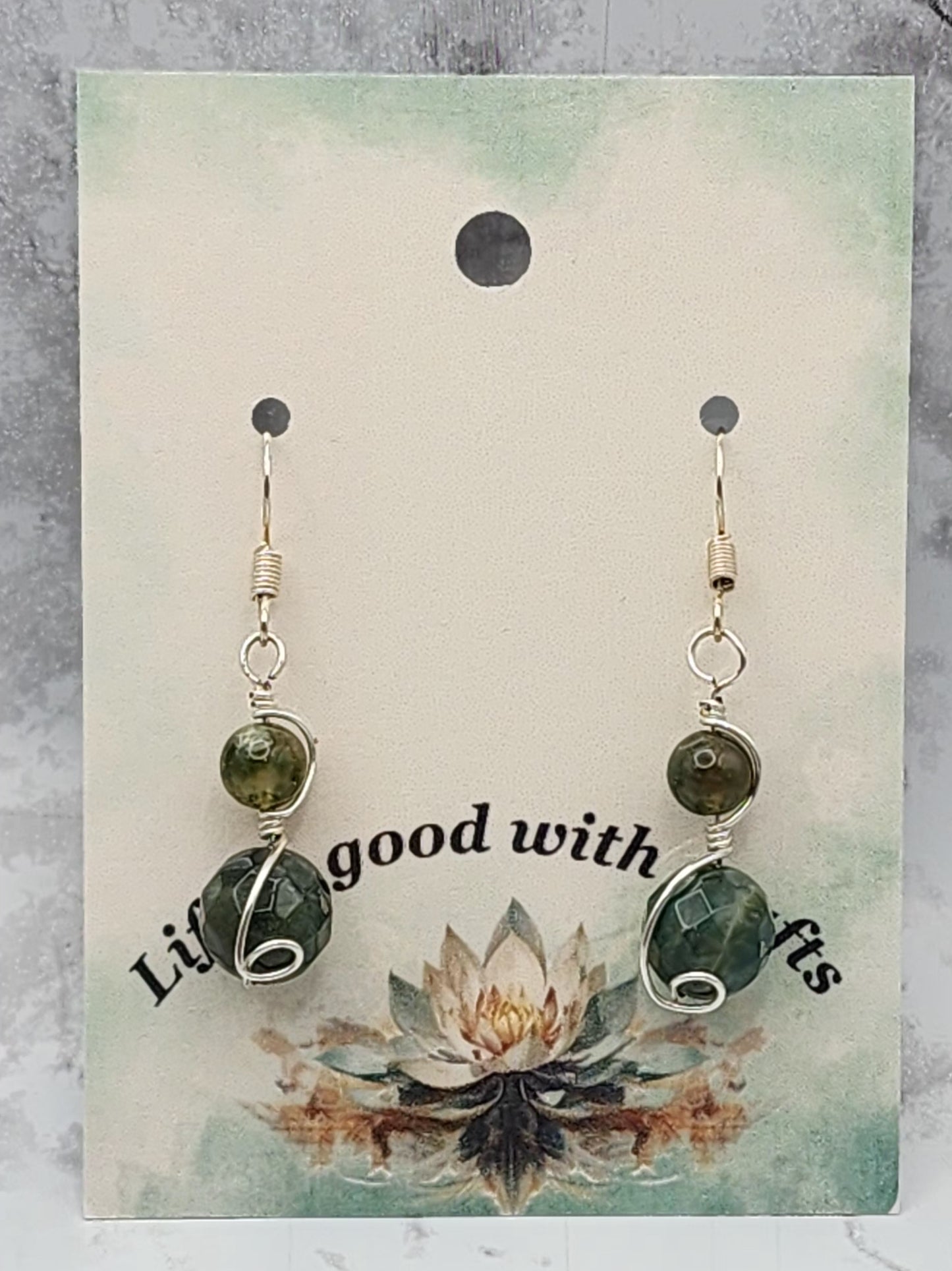 Fancy Jasper Wire Wrapped Earrings