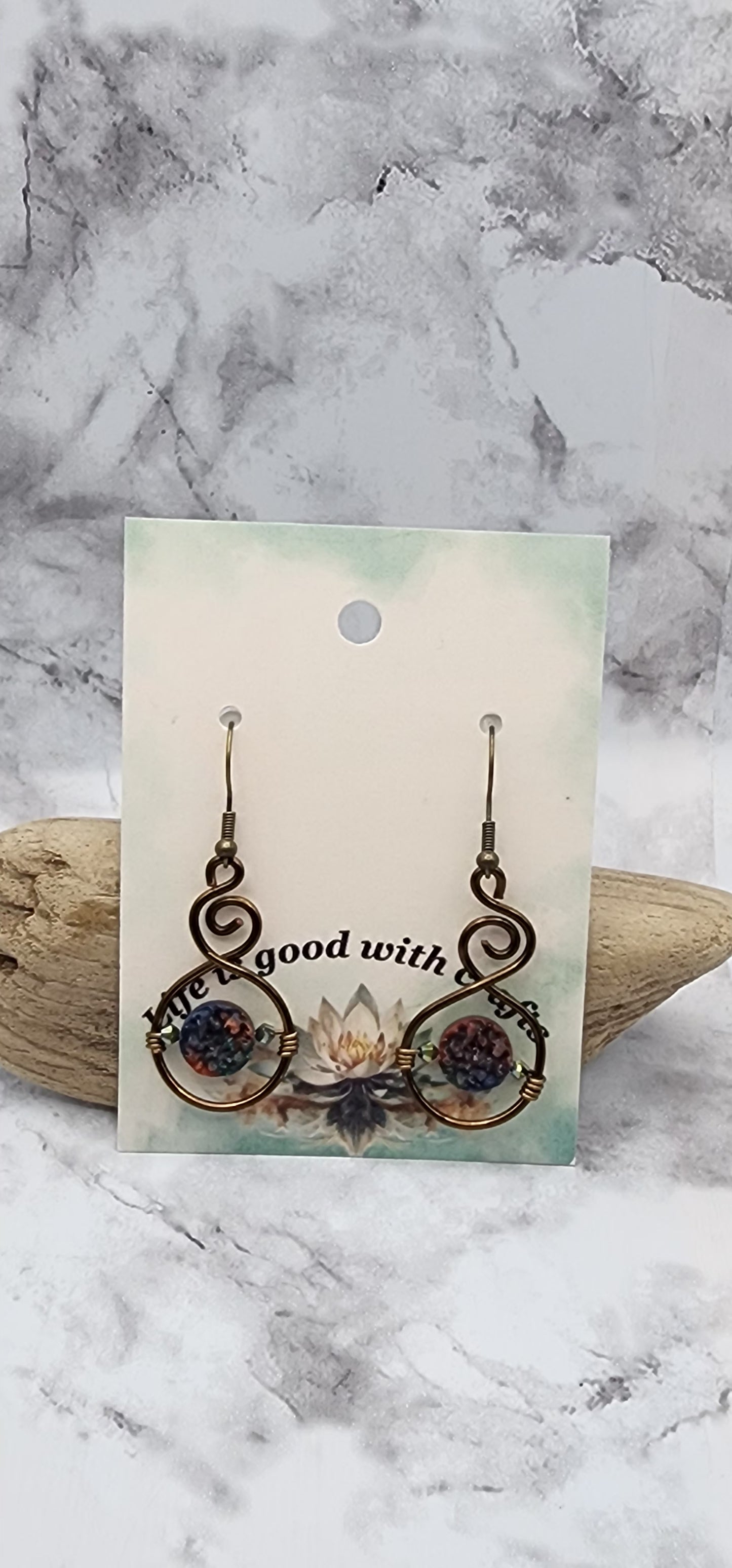 Vintage Bronze Wire Wrapped Earrings