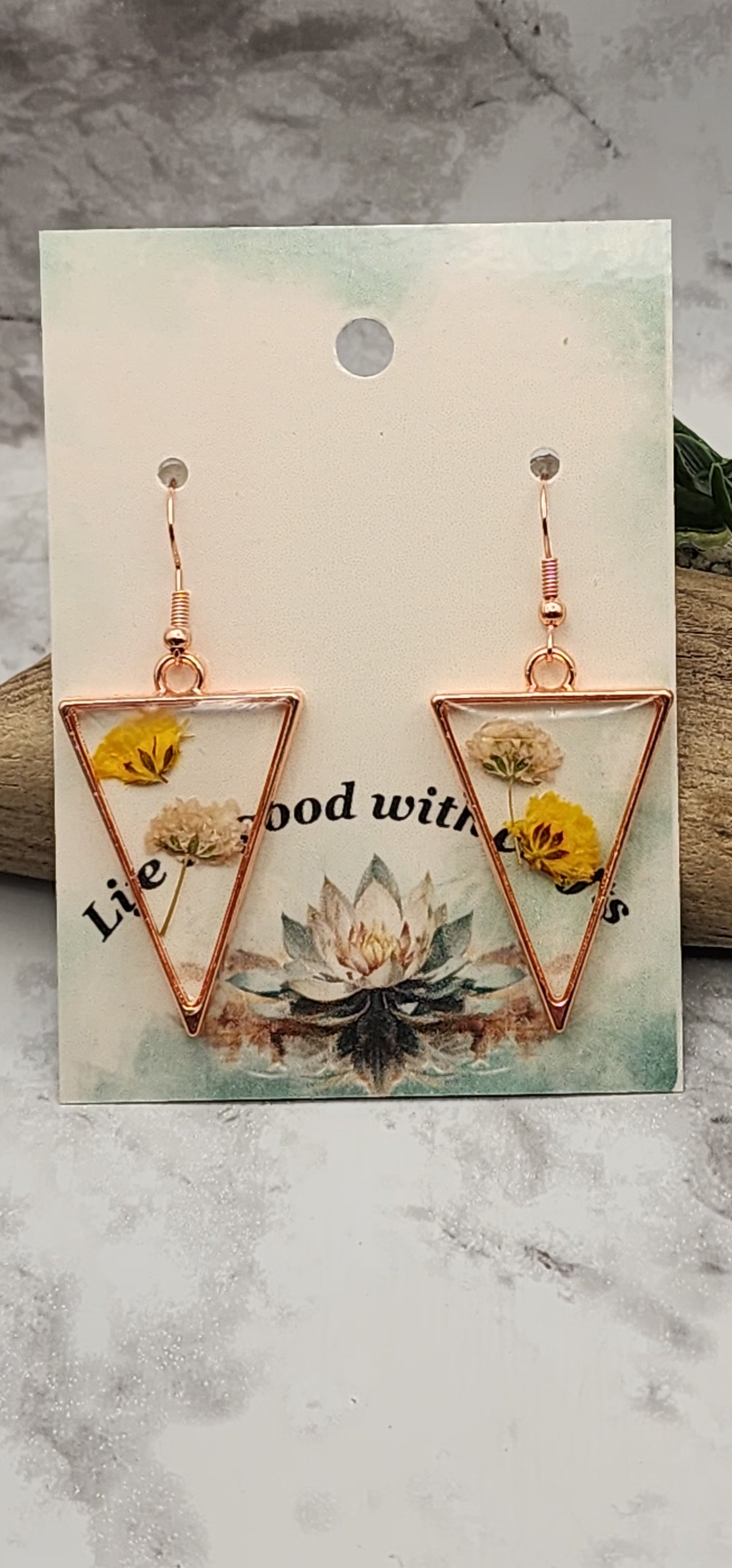 Dried Pressed Flower Resin Earrings
