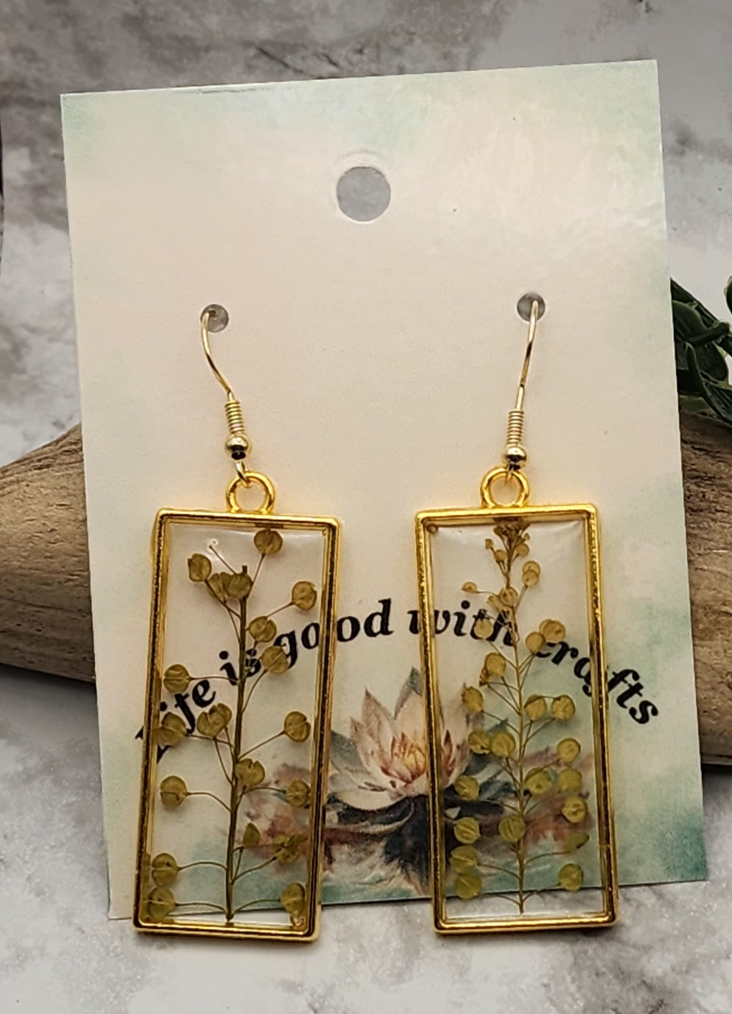Dried Pressed Leaf Resin Earrings