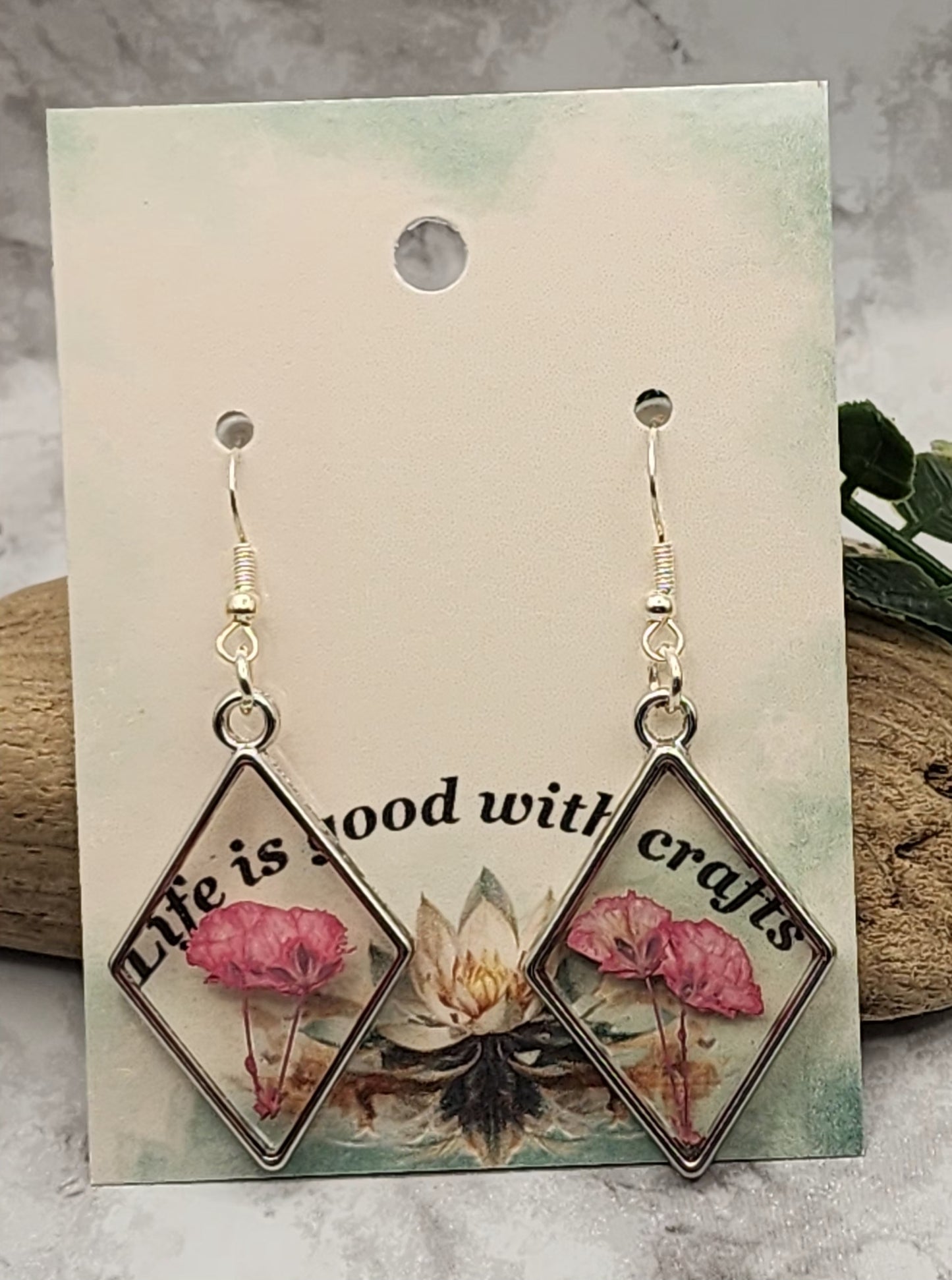 Dried Pressed Flower Resin Earrings