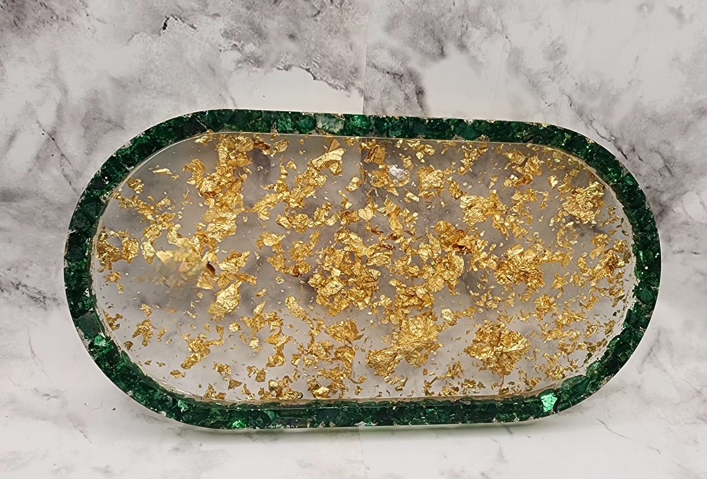 Gold Flake Resin Vanity Tray