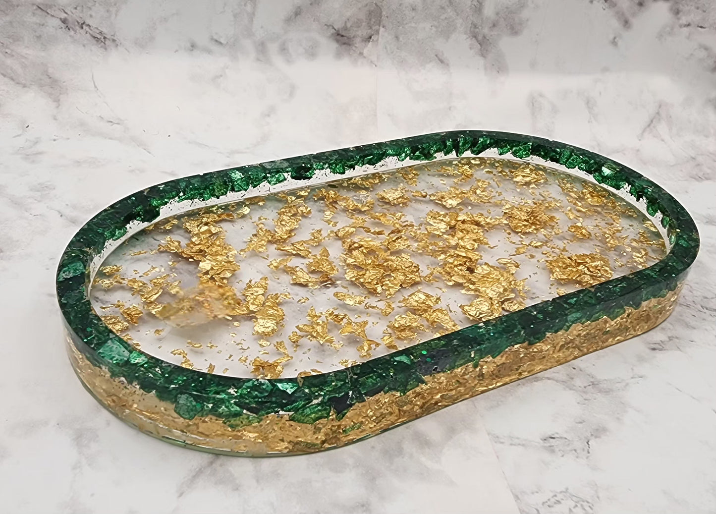 Gold Flake Resin Vanity Tray