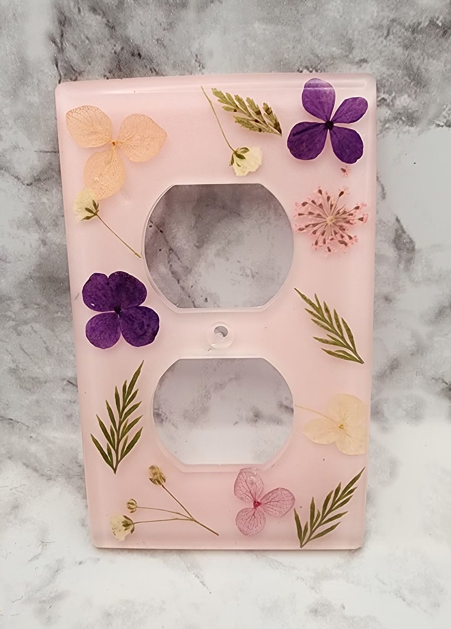 Dried Pressed Flower Resin Outlet Cover
