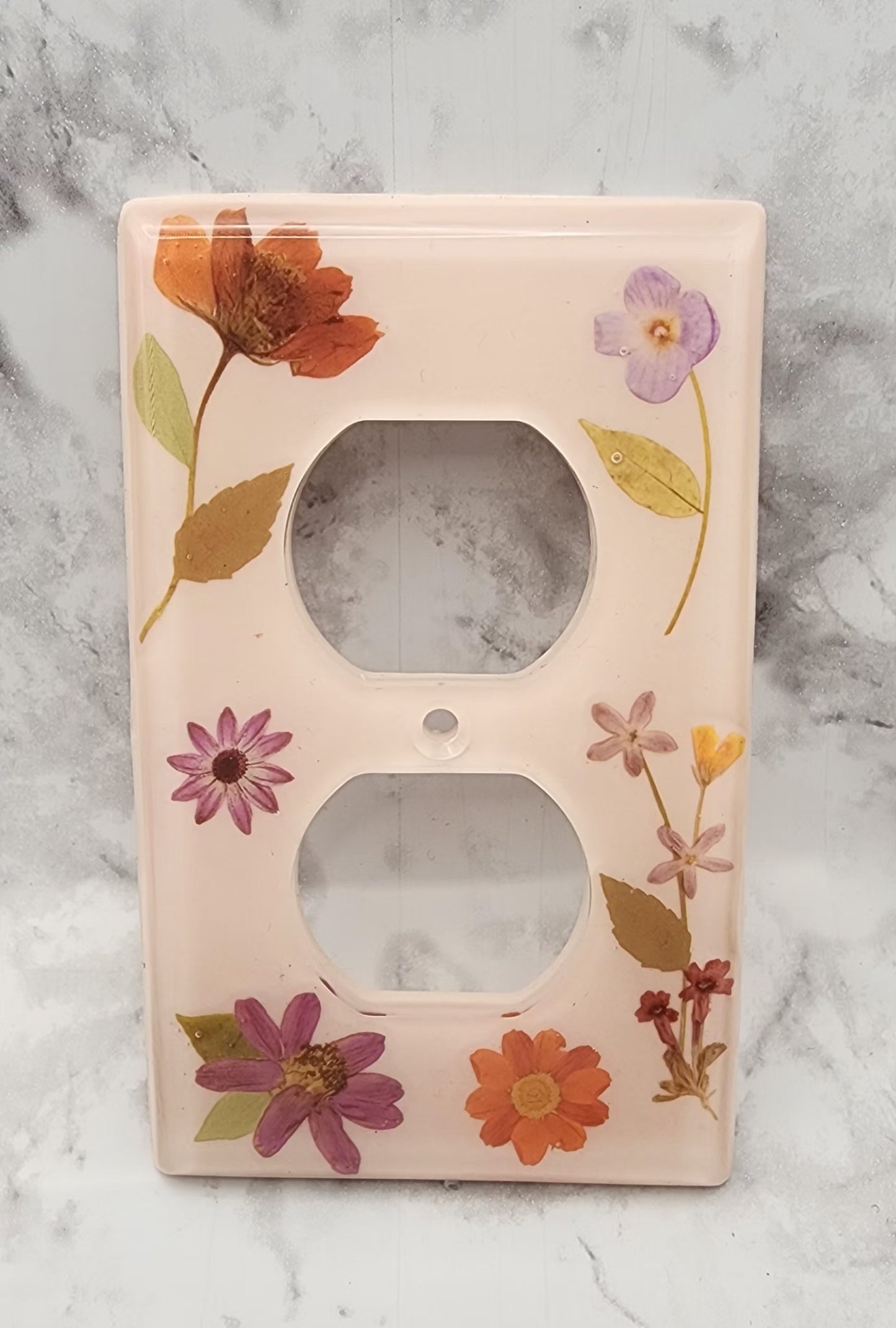 Dried Pressed Flower Resin Outlet Cover