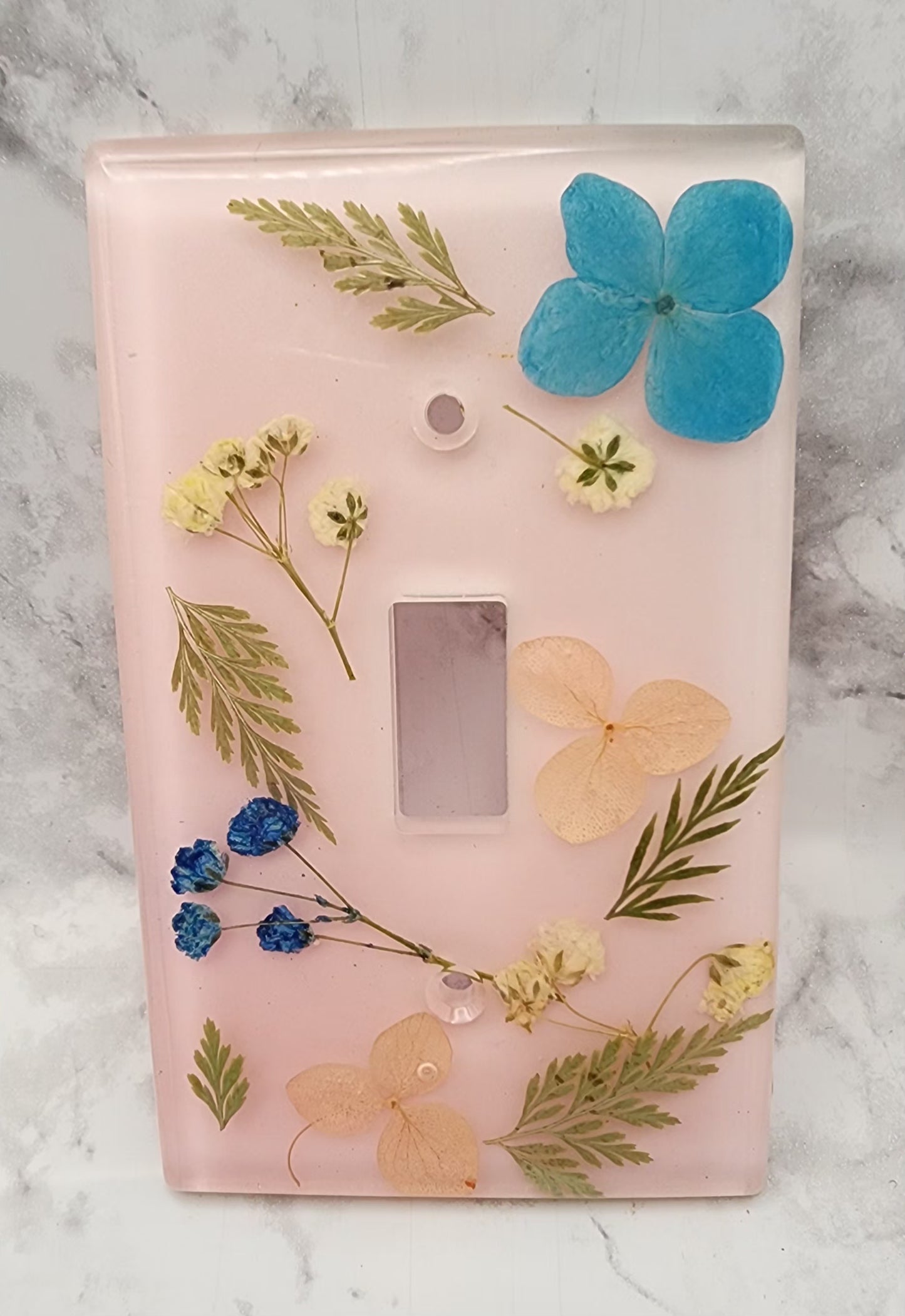 Dried Pressed Flower Resin Light Switch Cover