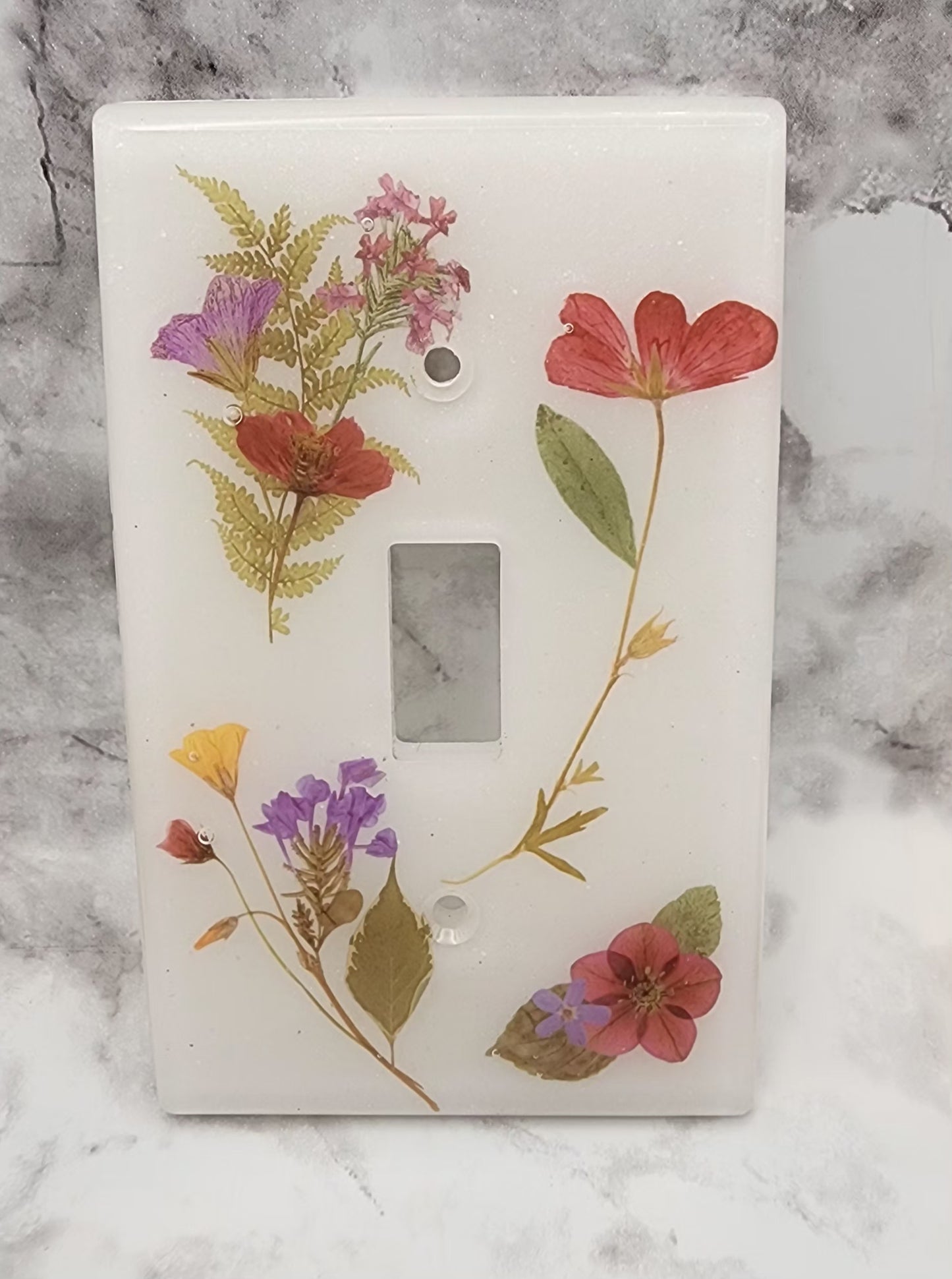 Dried Pressed Flower Resin Light Switch Cover