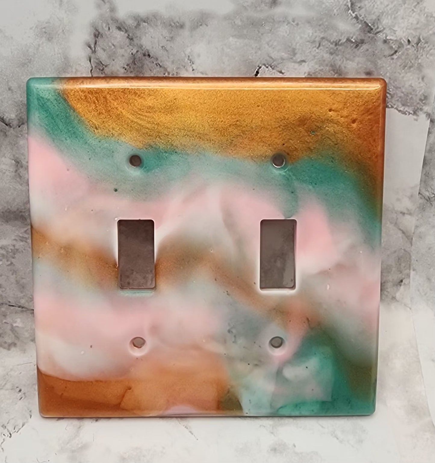 Copper/Pink/Teal Resin Light Switch and Outlet Covers