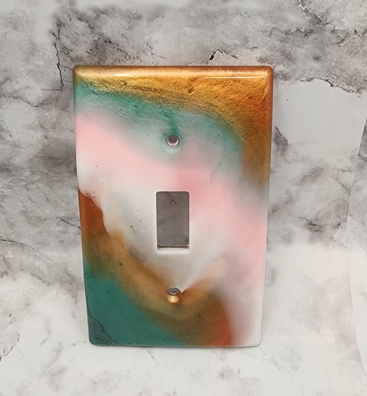 Copper/Pink/Teal Resin Light Switch and Outlet Covers