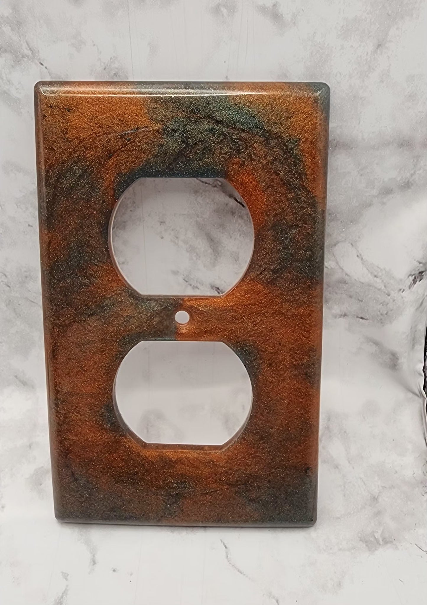 Green/Copper Marble Resin Light Switch and Outlet Covers