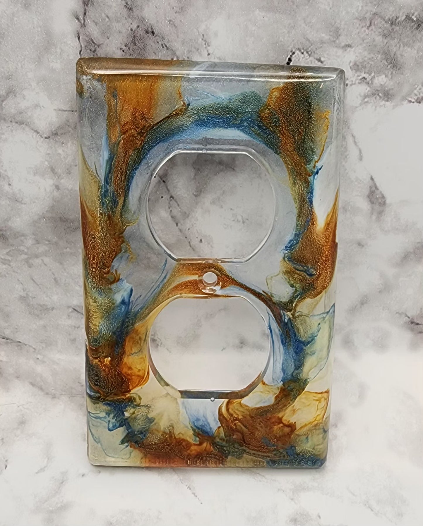 Green/Copper Marble Resin Light Switch and Outlet Covers
