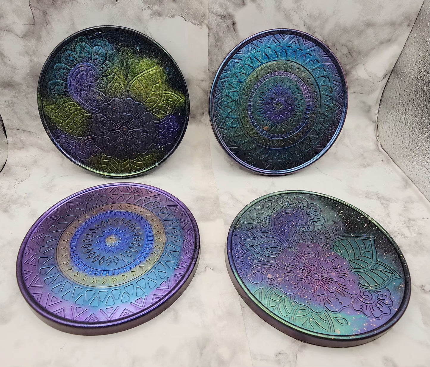 Mandala Resin Coaster Set