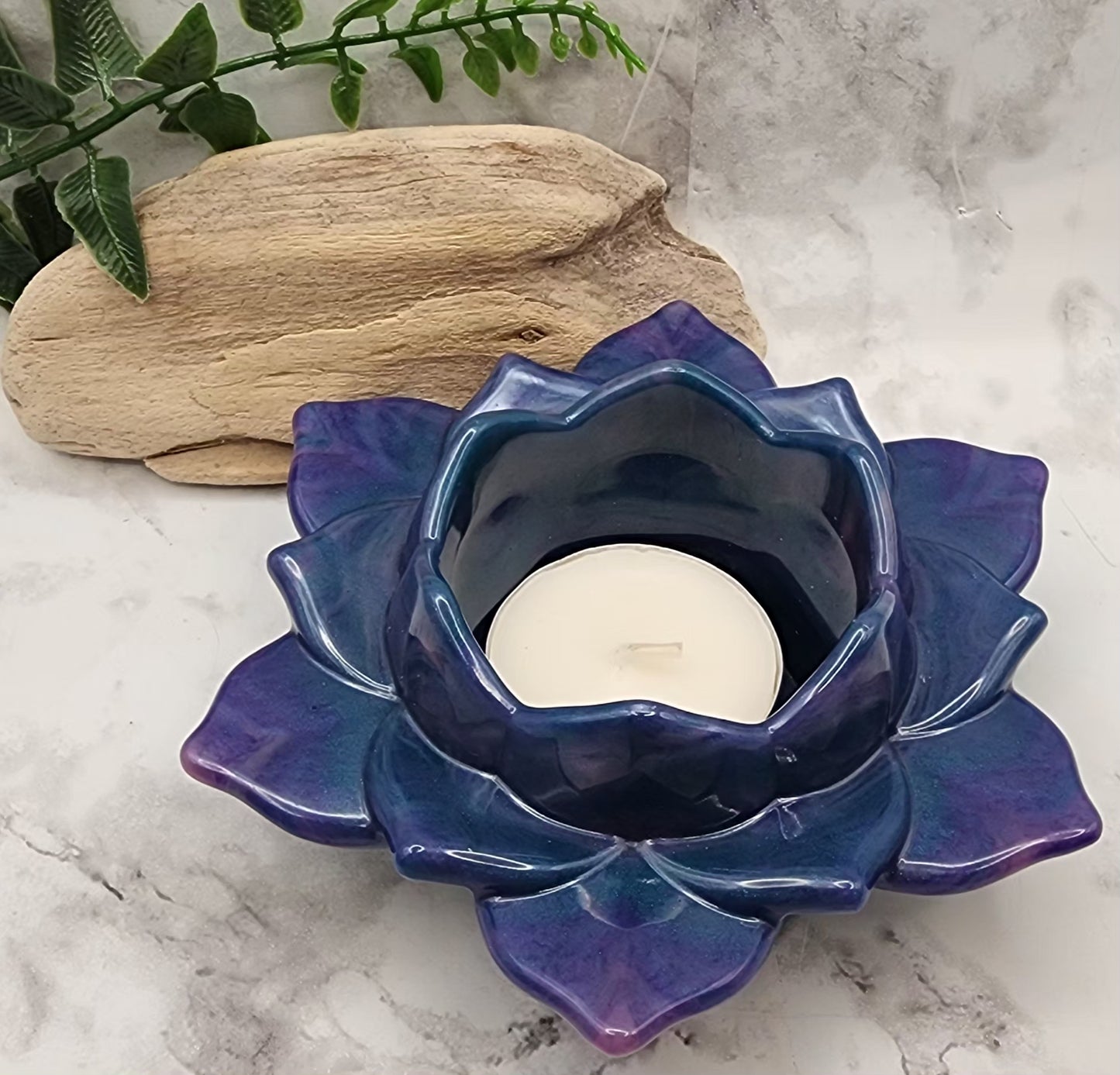 Purple/Blue Lotus Flower Candle Holder