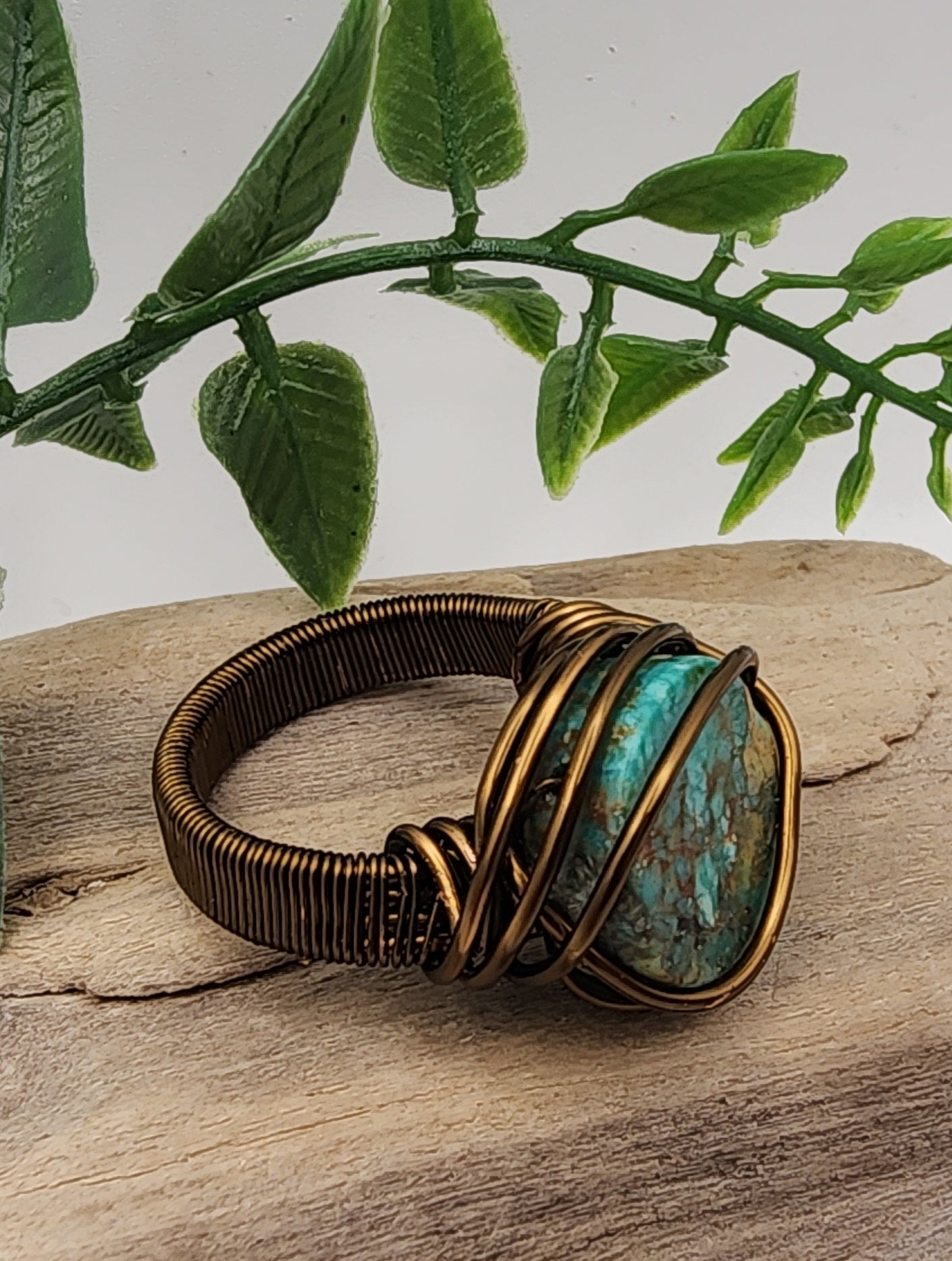 Serene Oasis Vintage Bronze Wire Wrapped Ring