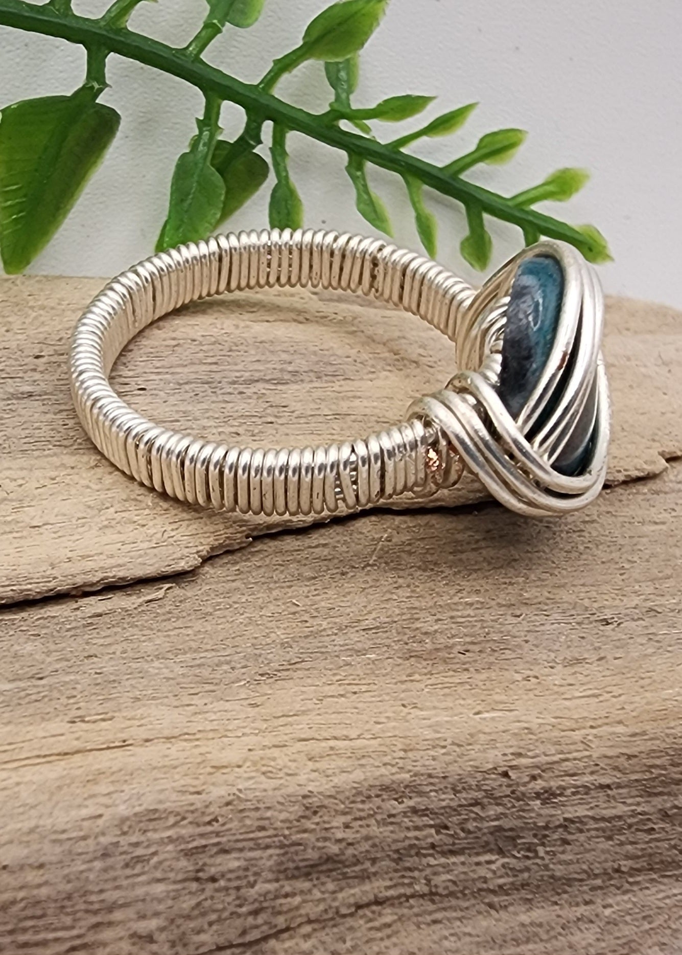 Mystic Waters Silver Wire Wrapped Ring
