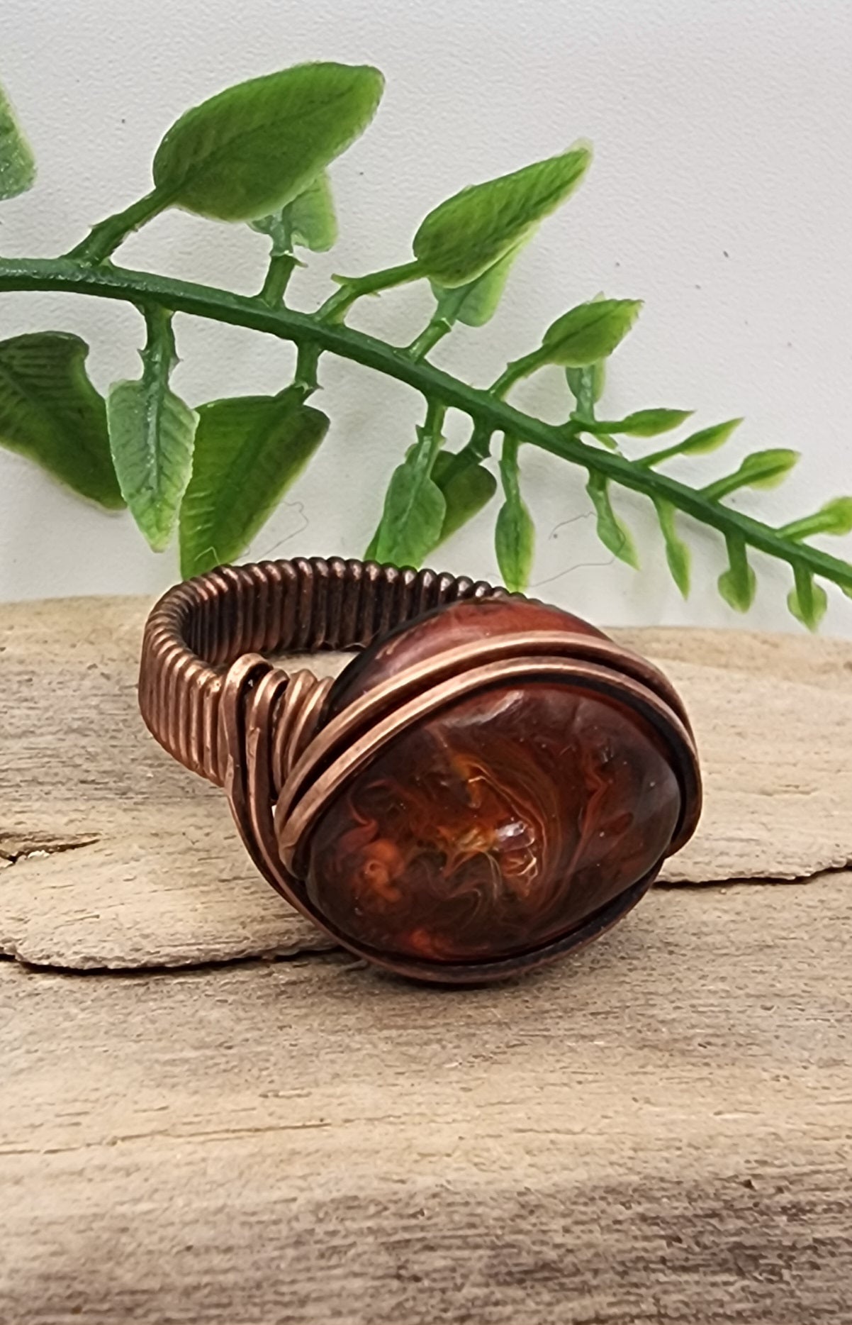 Solar Spark Vintage Bronze Wire Wrapped Ring
