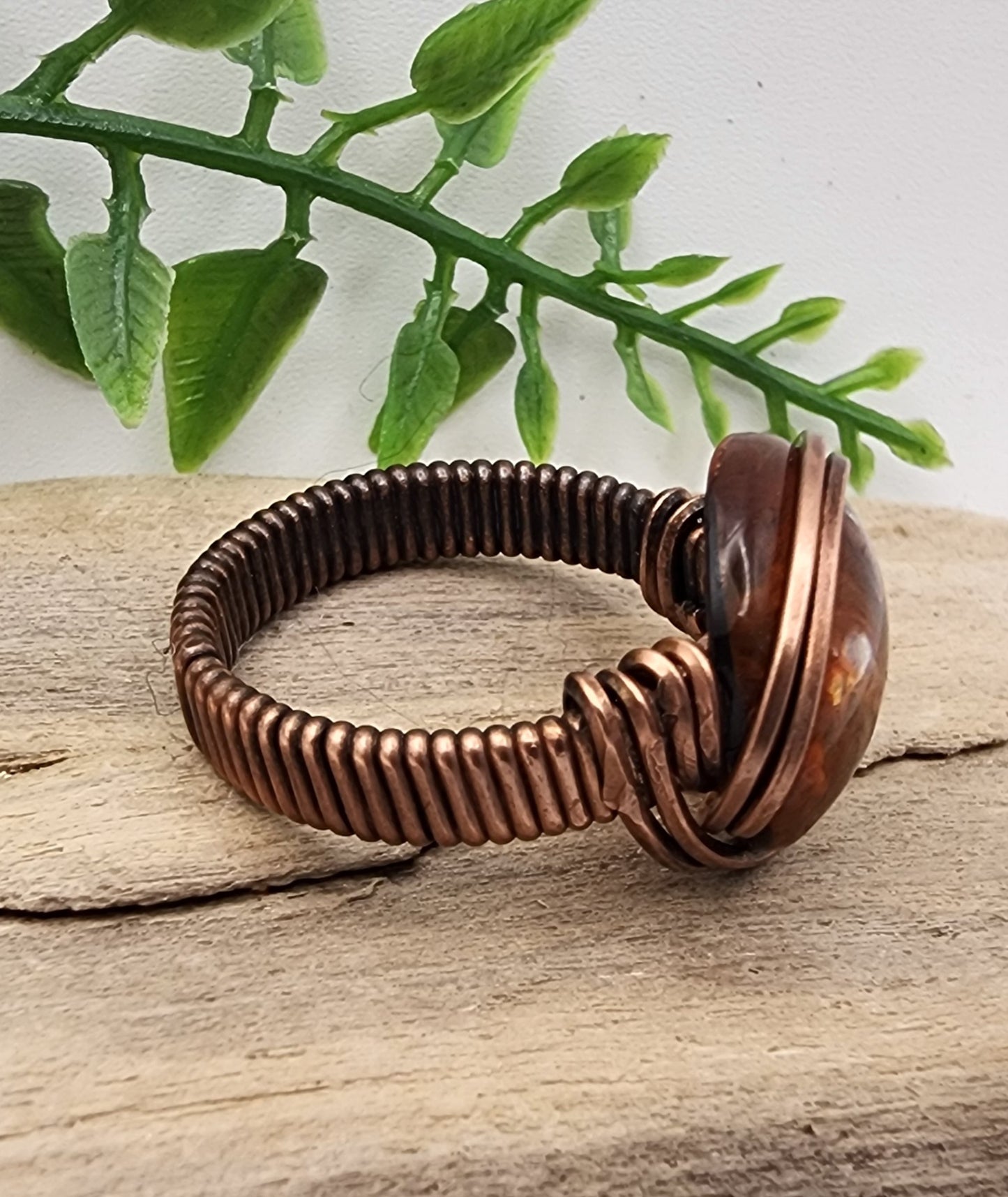 Solar Spark Vintage Bronze Wire Wrapped Ring