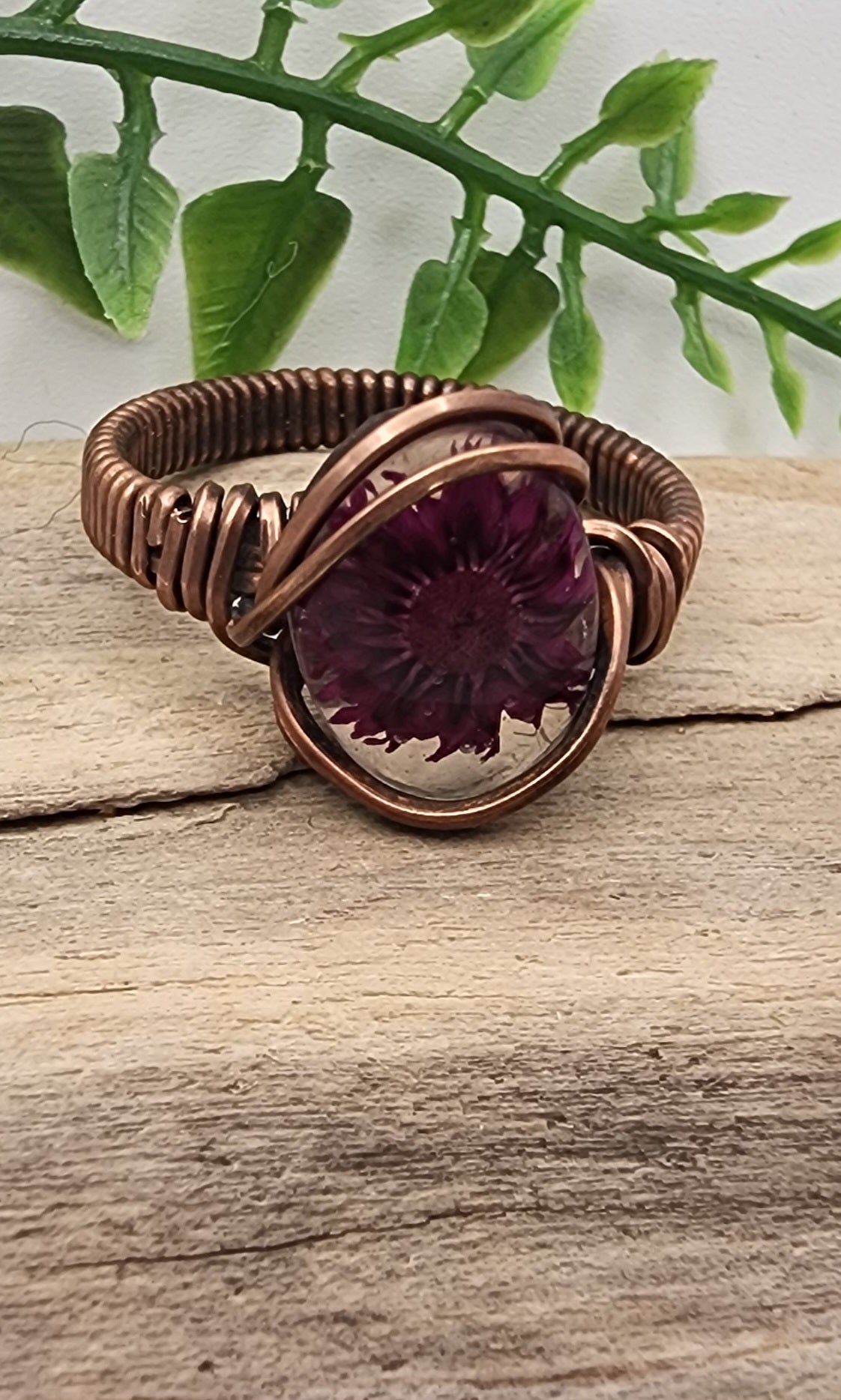 Violet Vine ring- Vintage Bronze wire wrapped