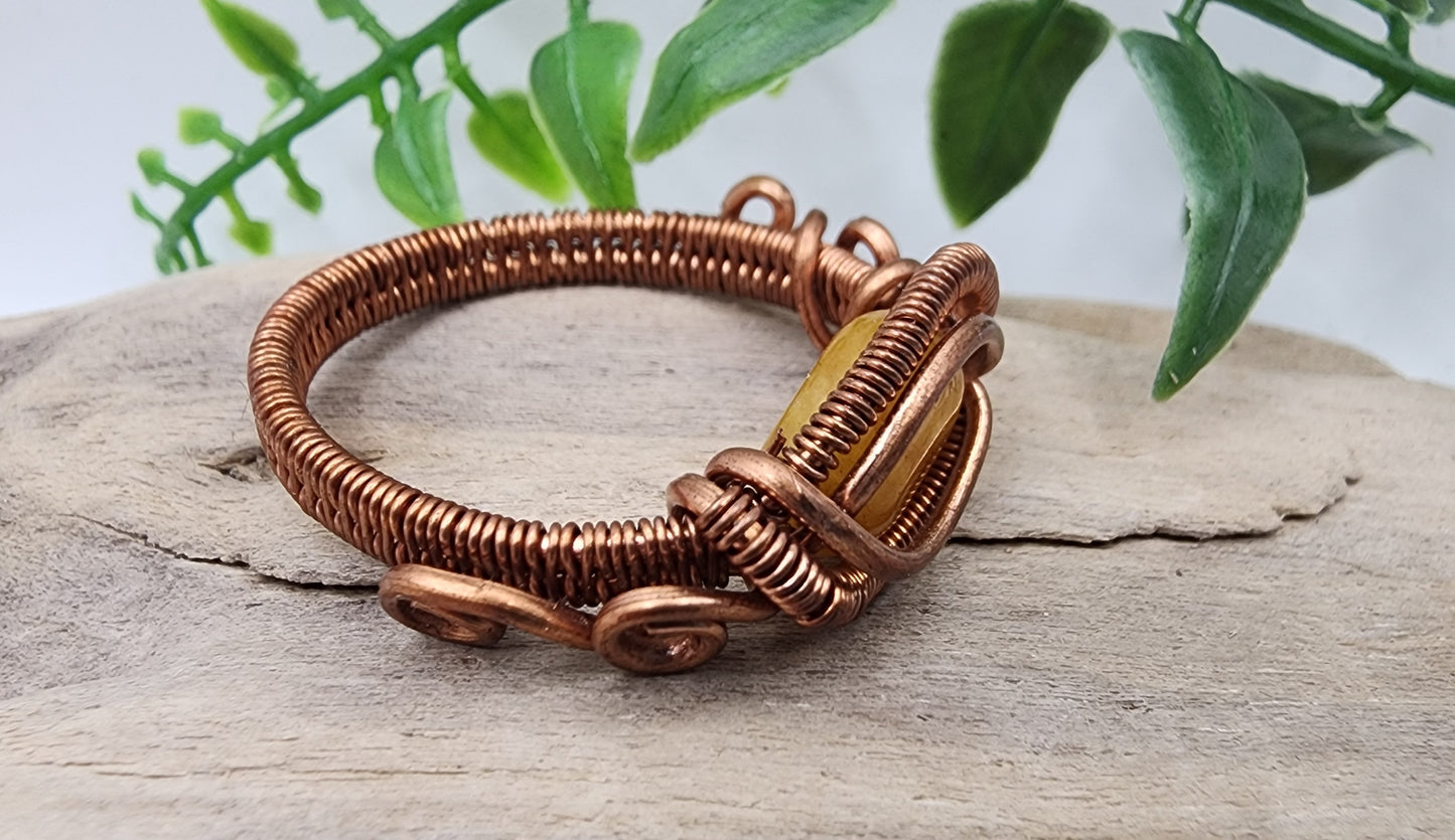 Dandelion Delight Antique Copper Wire Wrapped Ring