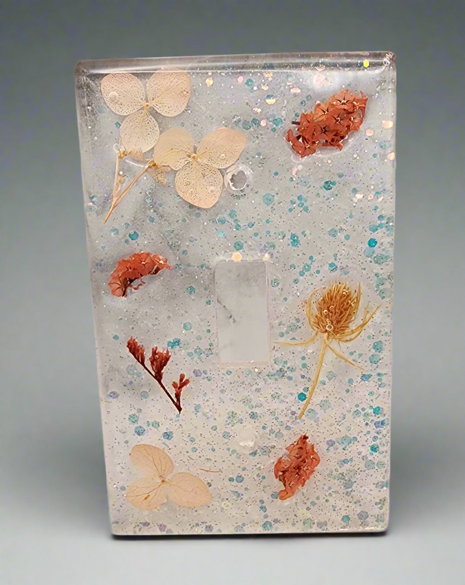 Dried Pressed Flower Resin Light Switch Cover