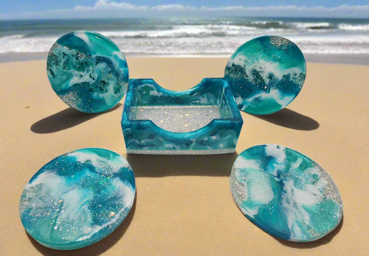 Paradise Drift Resin Coaster Set