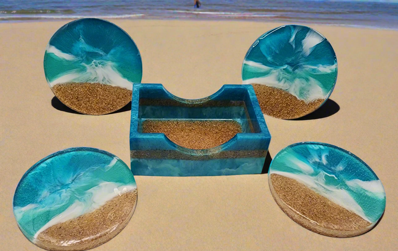 Seashell Serenity Resin Coaster Set