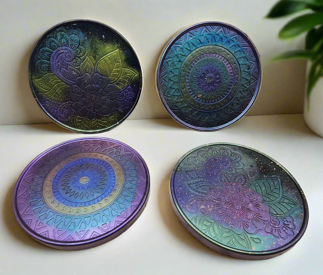 Mandala Resin Coaster Set