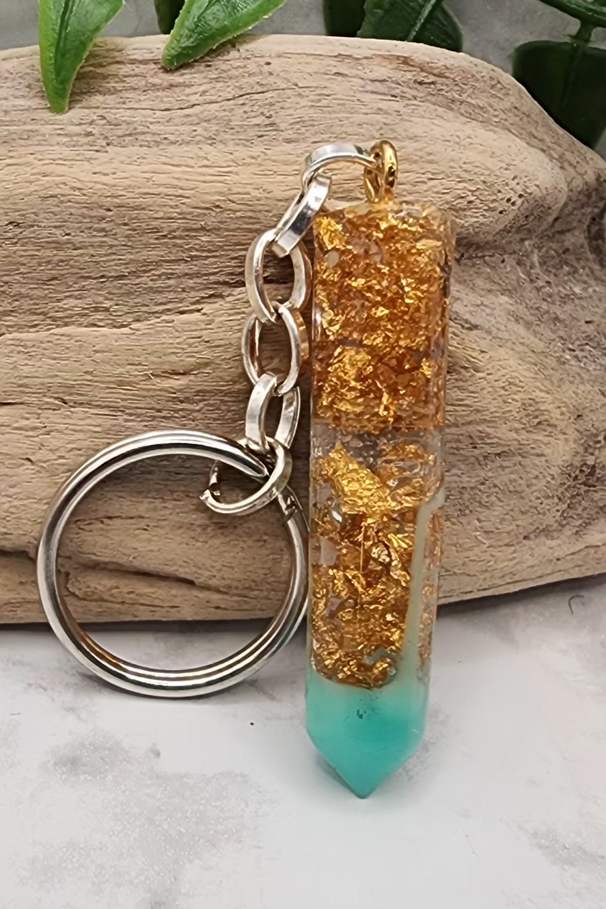 Golden Horizon Crystal Keychain