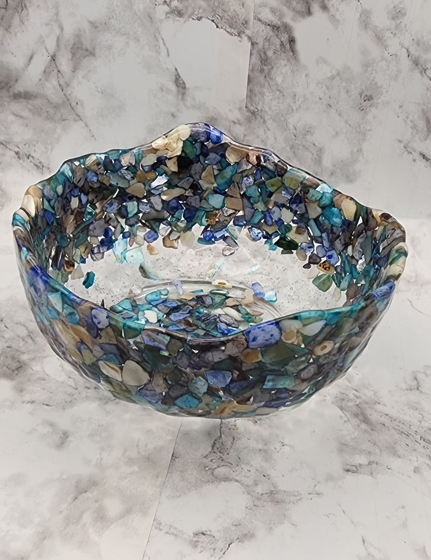 Blue Mosiac Tile Resin Bowl