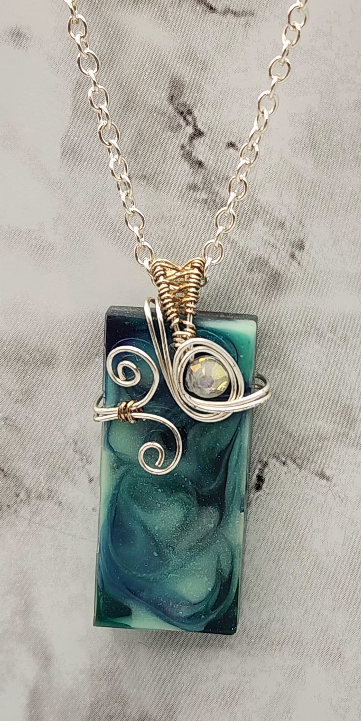 Tidal Waves Silver Wire Wrapped Necklace