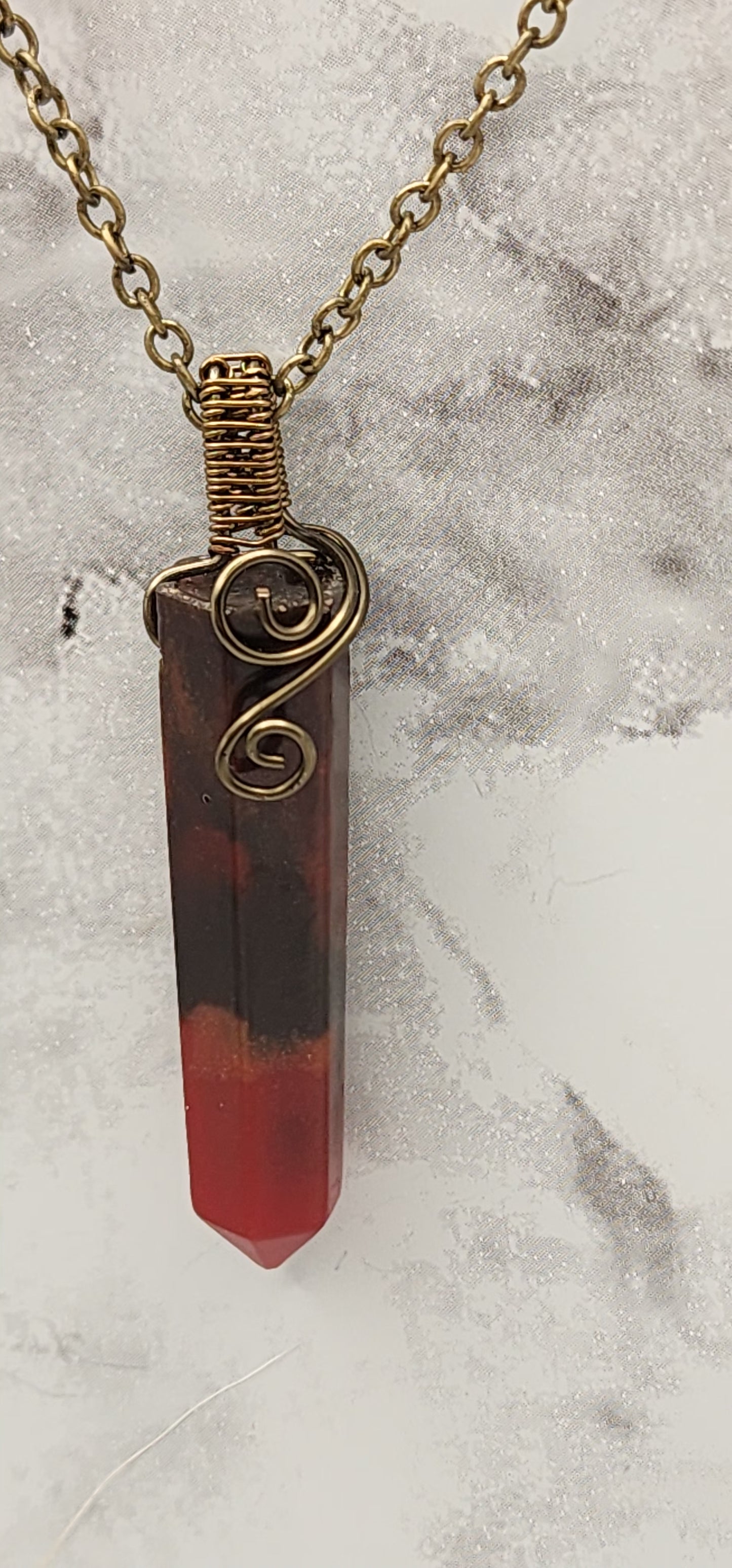 Firewood Ember Vintage Bronze Wire Wrapped Necklace
