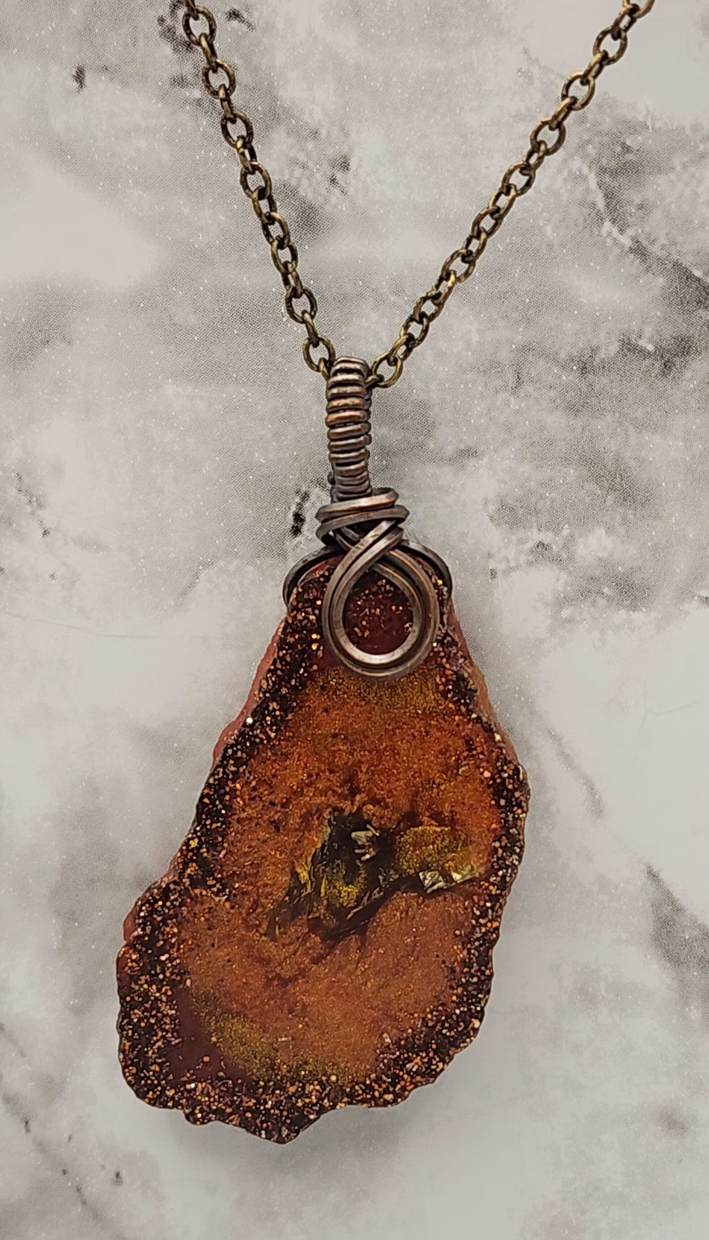 Redwood Radiance Resin Geode Necklace