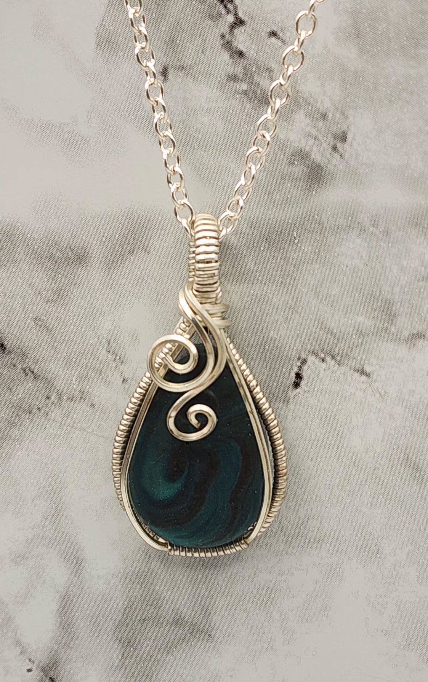 Midnight Whisper Silver Wire Wrapped Necklace