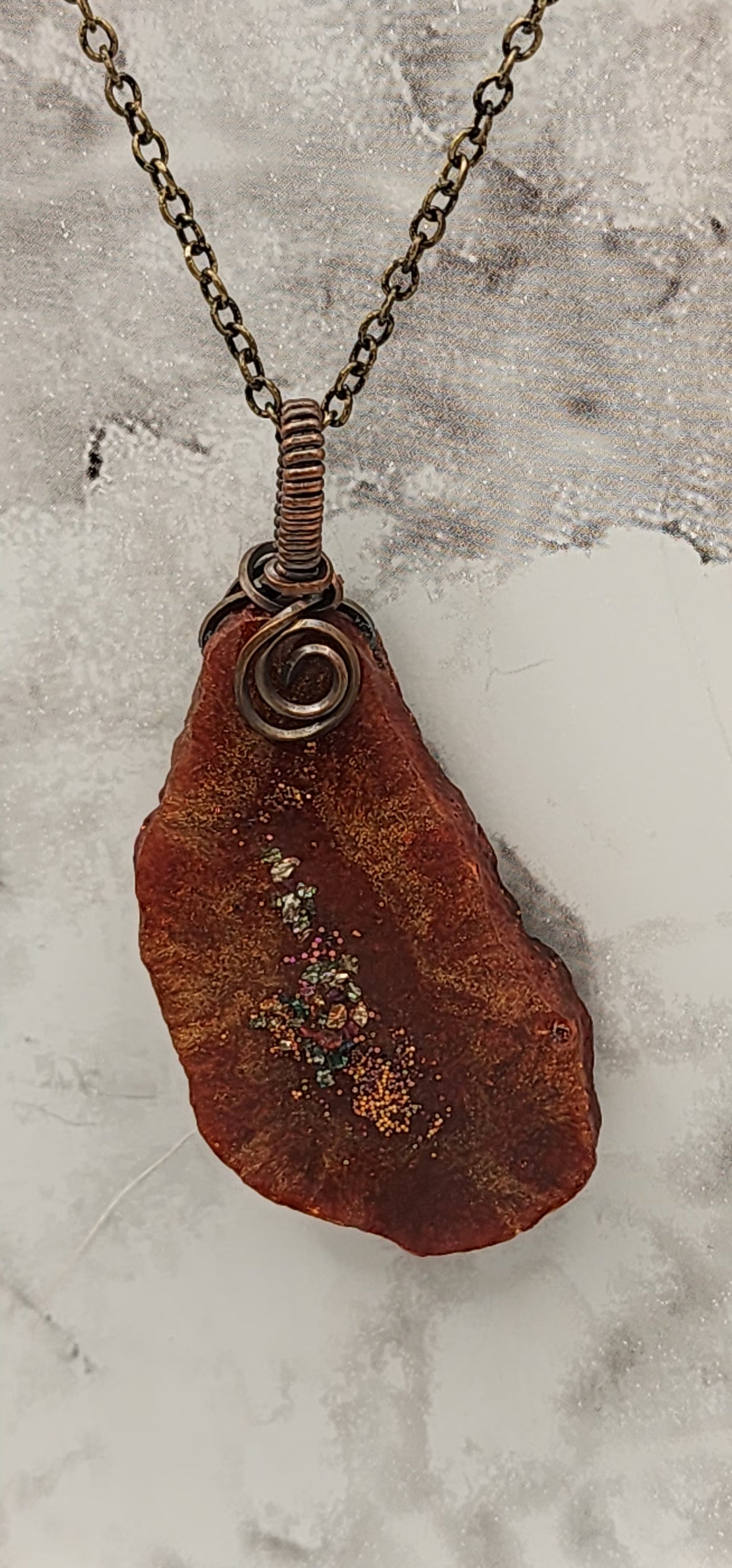 Burnt Sunset Resin Geode Necklace