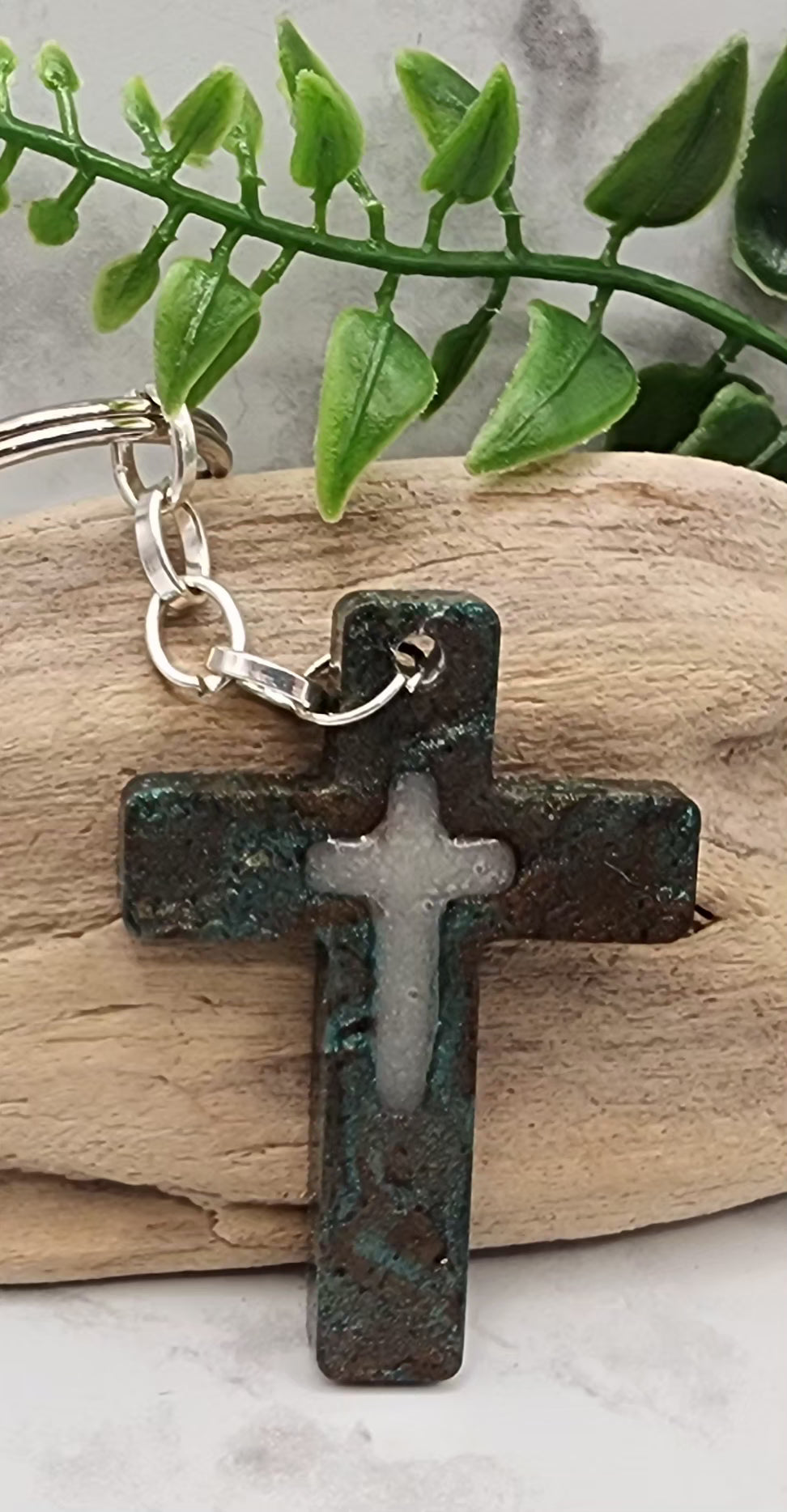 Glow In The Dark Cross Keychain