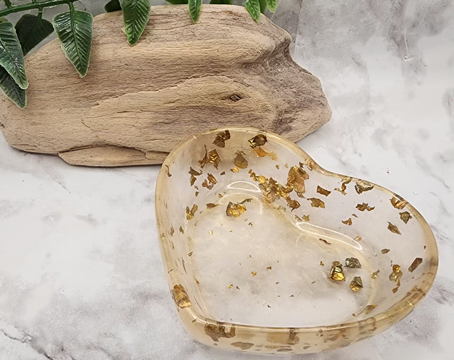 Gold Flake Heart Shaped Trinket Dish