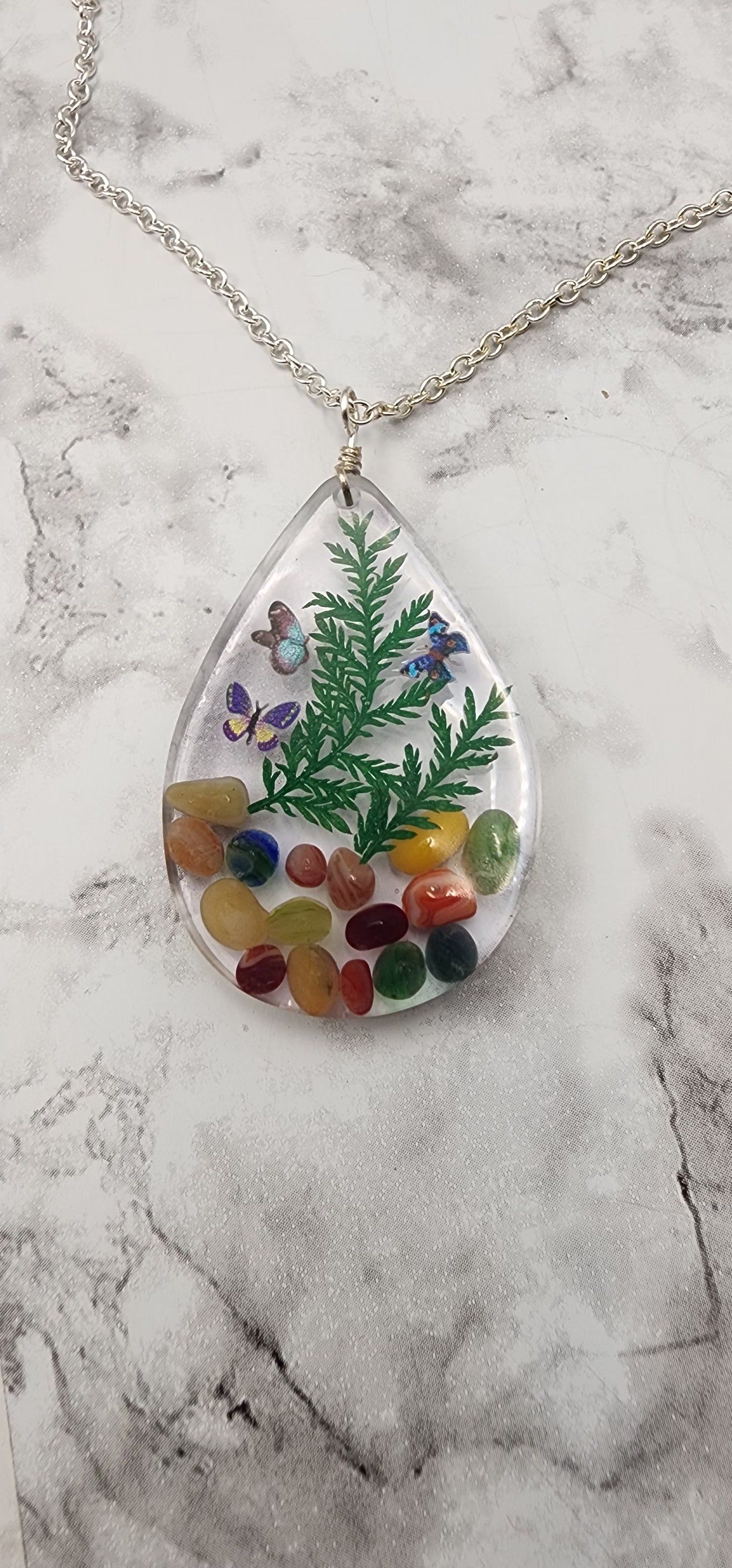 Vivid Harmony Resin Pendant Necklace
