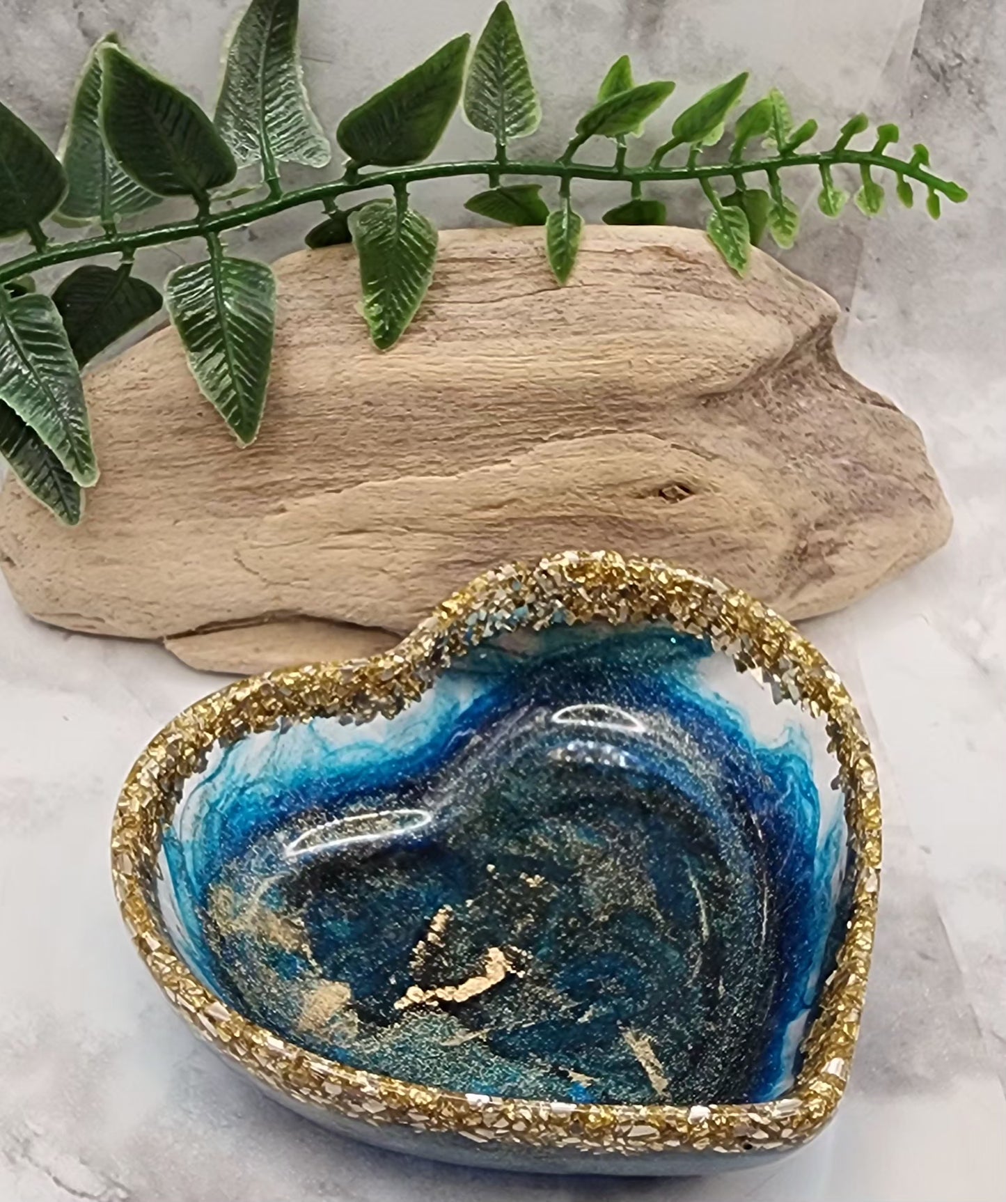 Sapphire Shoreline Heart Shaped Trinket Dish