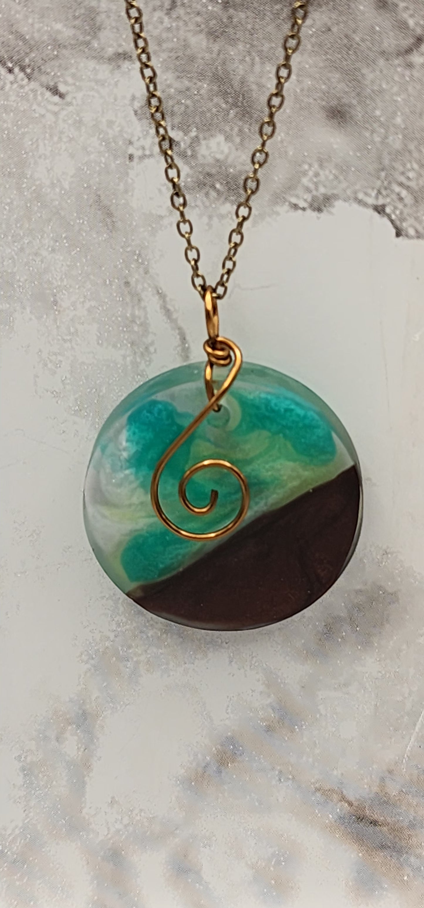 Seaside Grace Antique Bronze Wire Wrapped Necklace