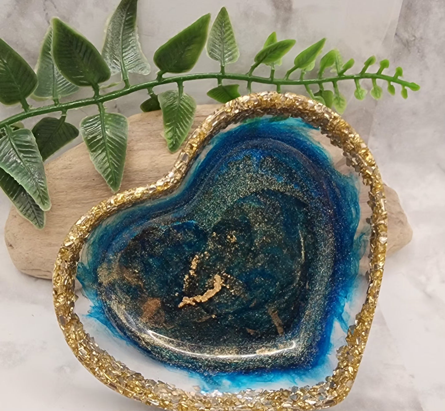 Sapphire Shoreline Heart Shaped Trinket Dish