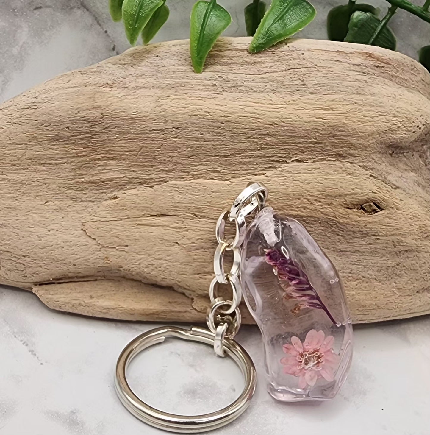 Floral Serenity Crystal Keychain